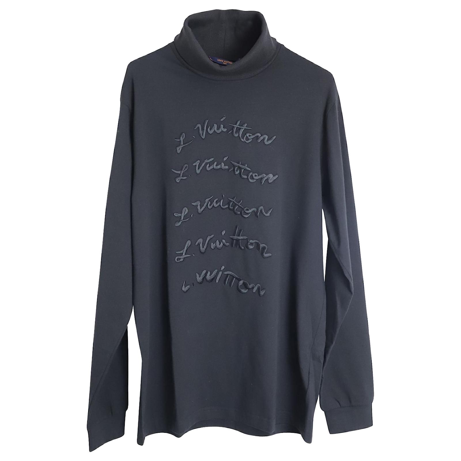 Louis Vuitton LV Embroidered Turtleneck Sweater in Black Cotton ref ...