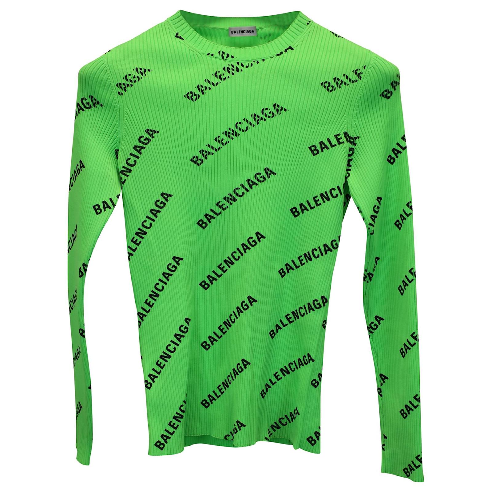 Beskæftiget opstrøms Risikabel Balenciaga All Over Logo Crewneck Sweater in Electric Green Polyamide Nylon  ref.876660 - Joli Closet