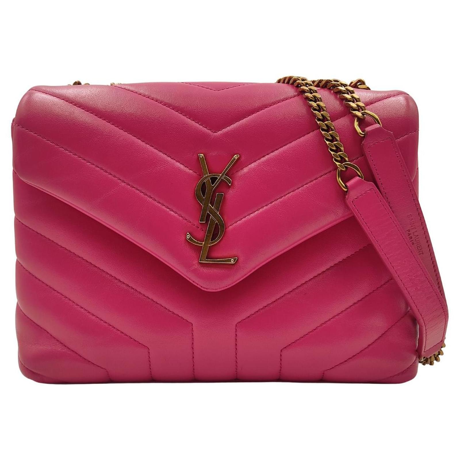 Saint Laurent petit sac Loulou en cuir matelass fuchsia Rose ref