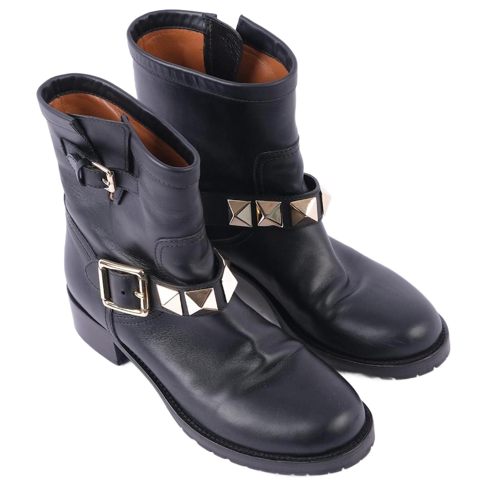VALENTINO GARAVANI Ankle boots T.EU Leather Black ref.877150 - Joli