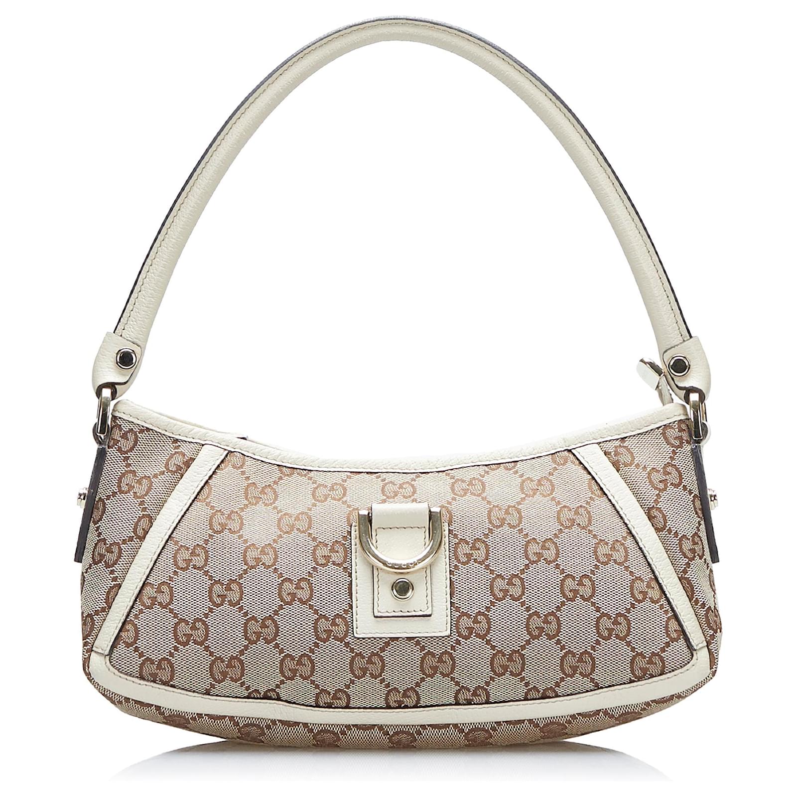 Gucci Brown/Beige GG Canvas D-Ring Baguette Bag Gucci