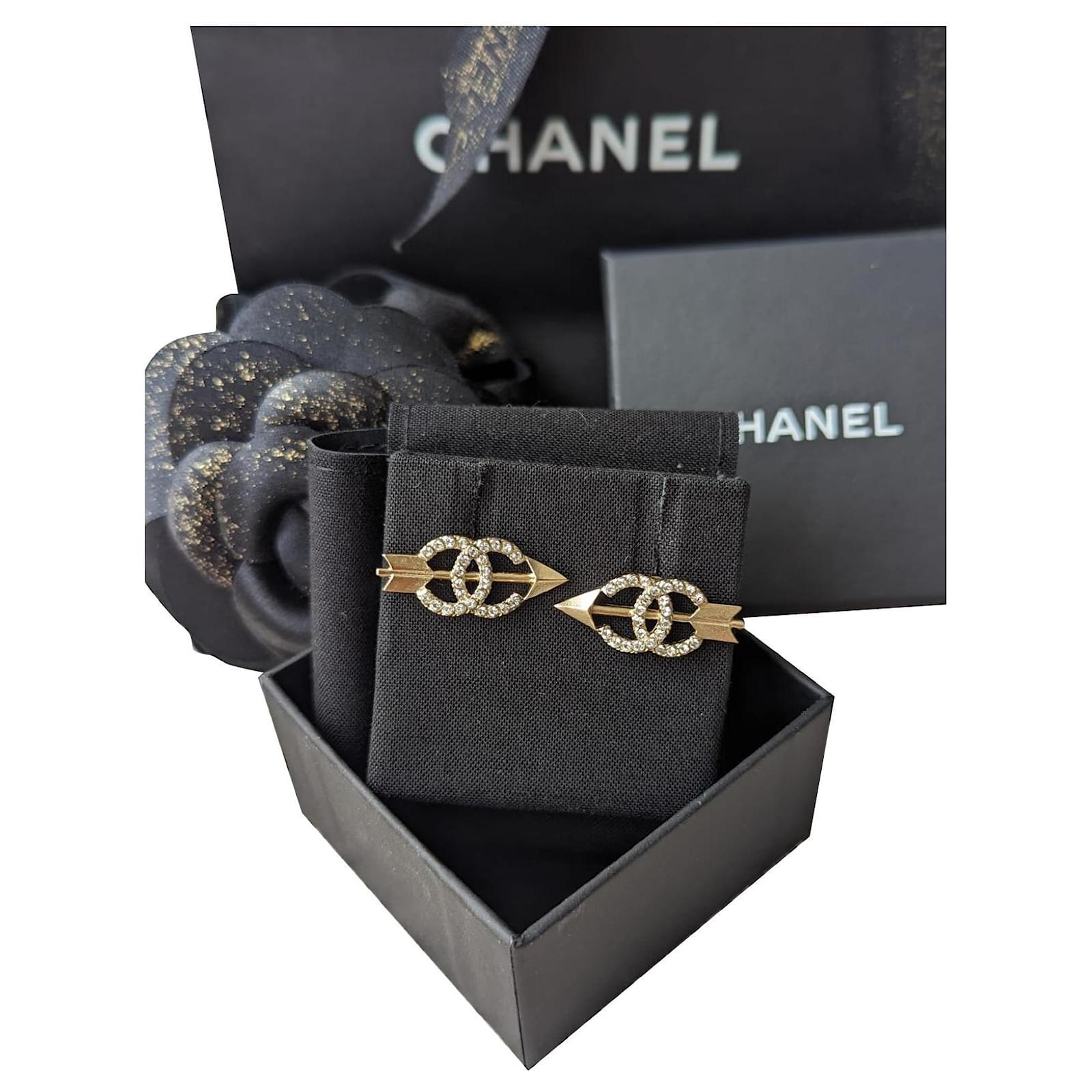 Chanel Classic CC Logo Silver Earrings in original Black Pouch and Box   Artedeco  Online Antiques