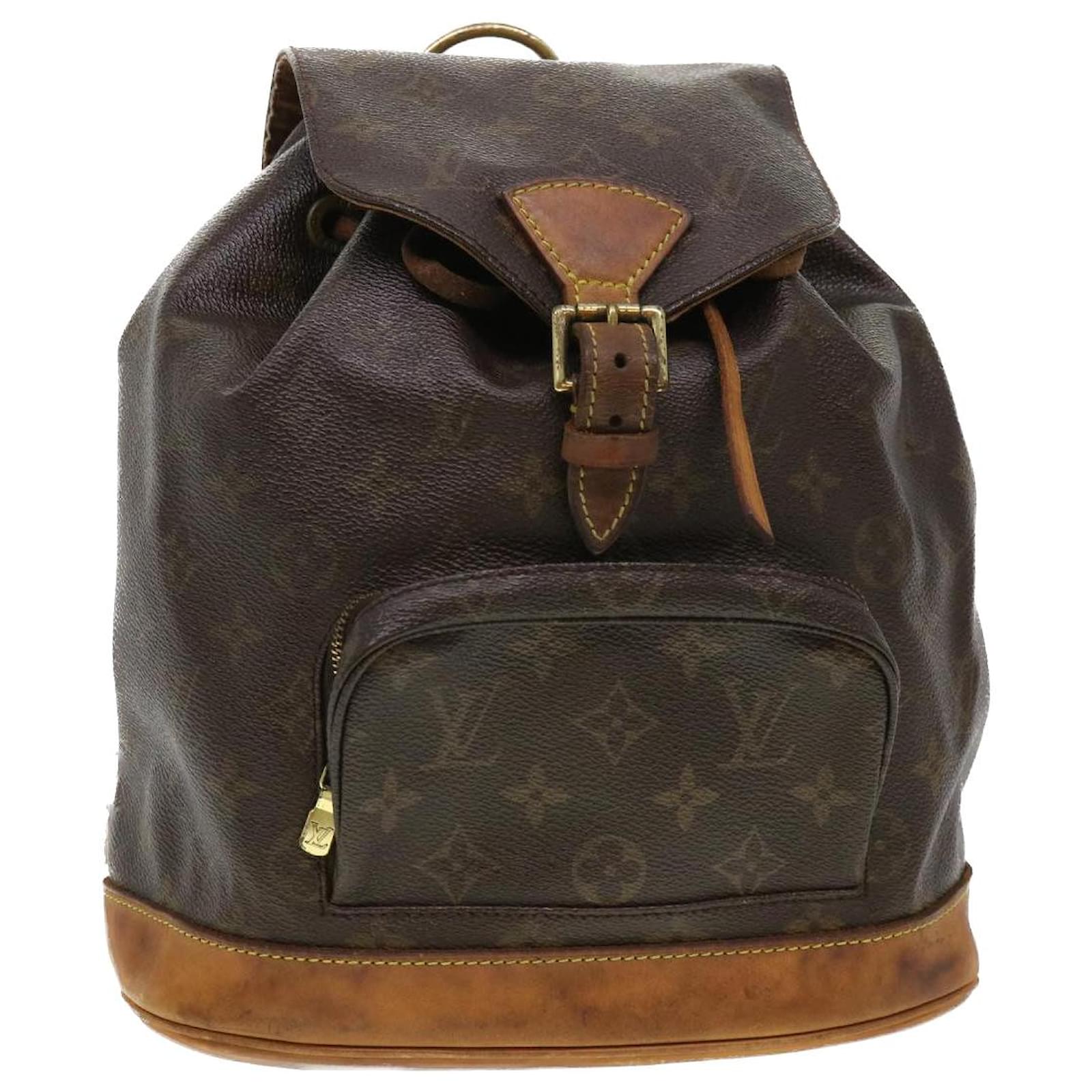 Auth Louis Vuitton LV Backpack Bag Montsouris MM Brown Monogram