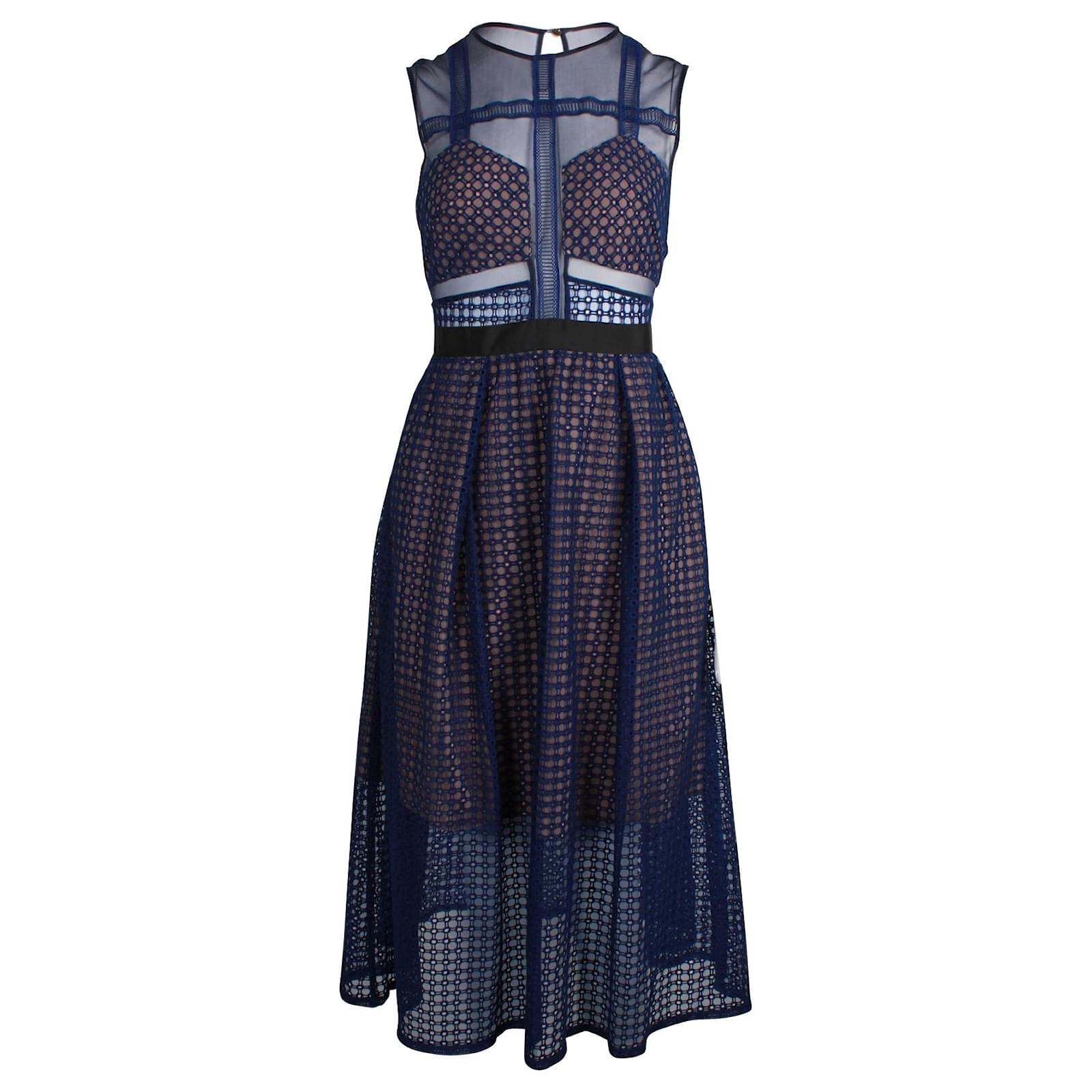 Self portrait best sale crosshatch midi dress