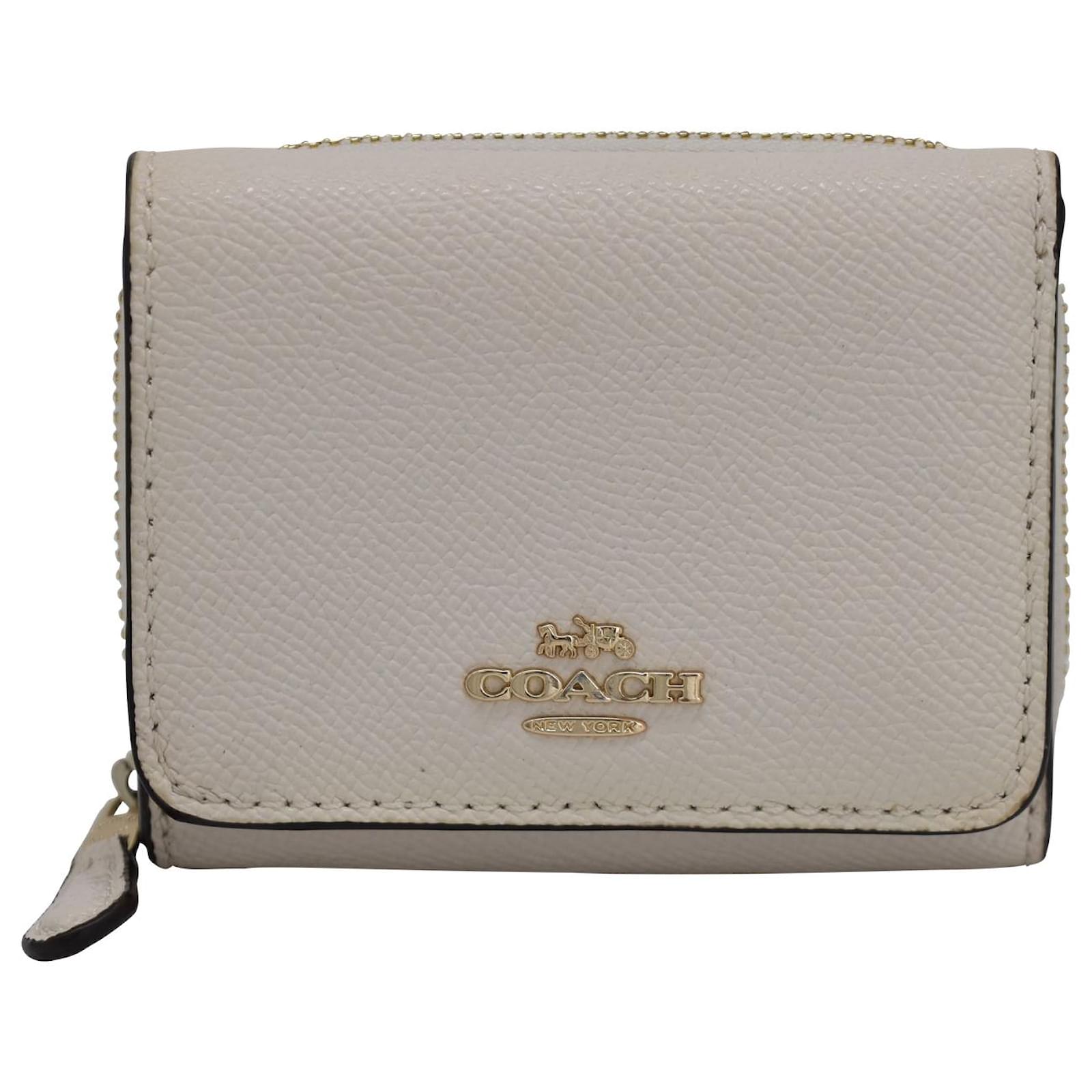 Coach F37968 Small Trifold Wallet In Crossgrain Leather - White