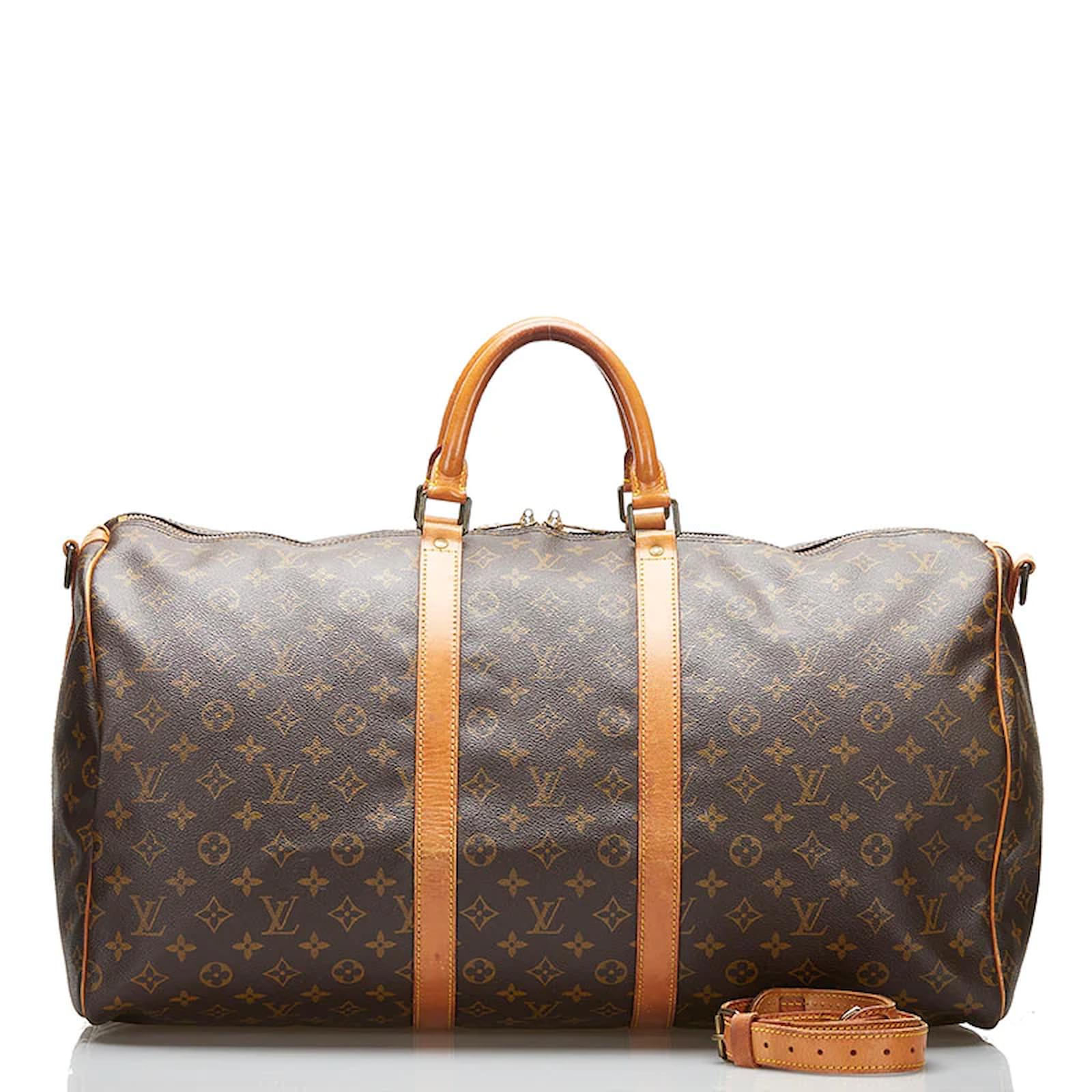 Louis Vuitton Monogram Keepall 55 Bandouliere M41414 Brown Cloth