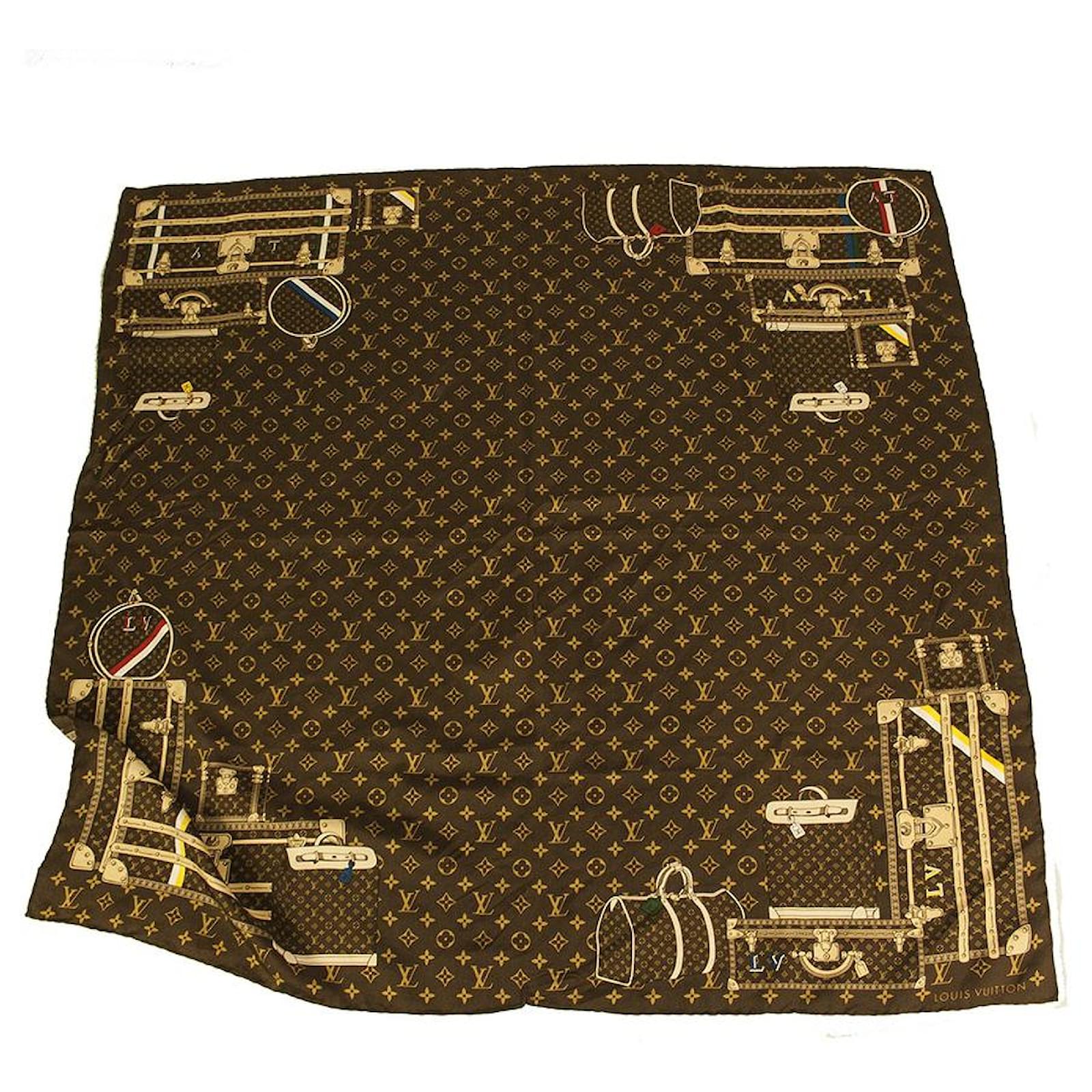Louis Vuitton Travel Trunks & Bags Monogram Brown 100% Silk scarf 35'' or  90cm ref.879887 - Joli Closet