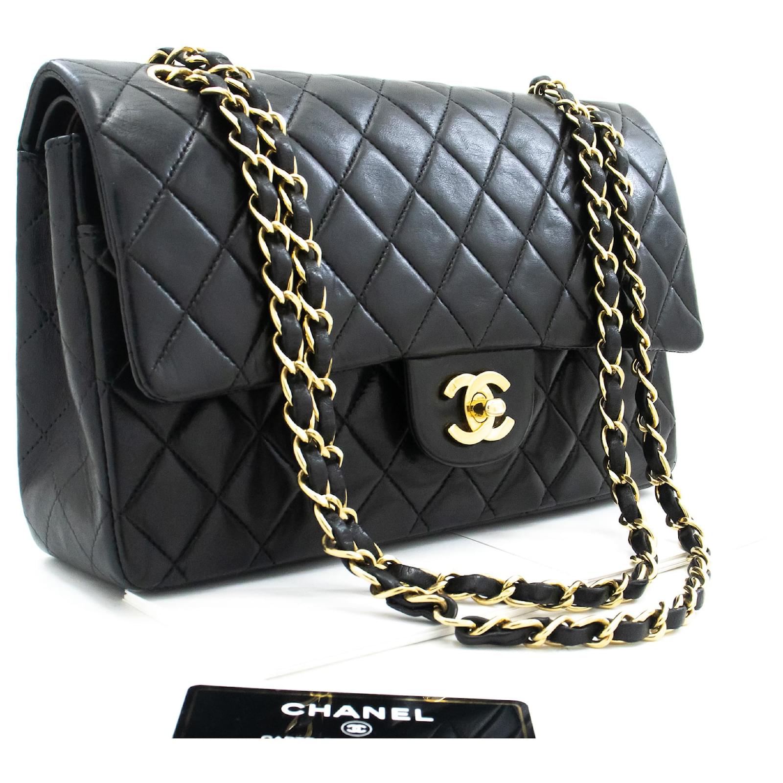 CHANEL Classic Double Flap Medium Chain Shoulder Bag Black Lamb Leather  ref.879934 - Joli Closet