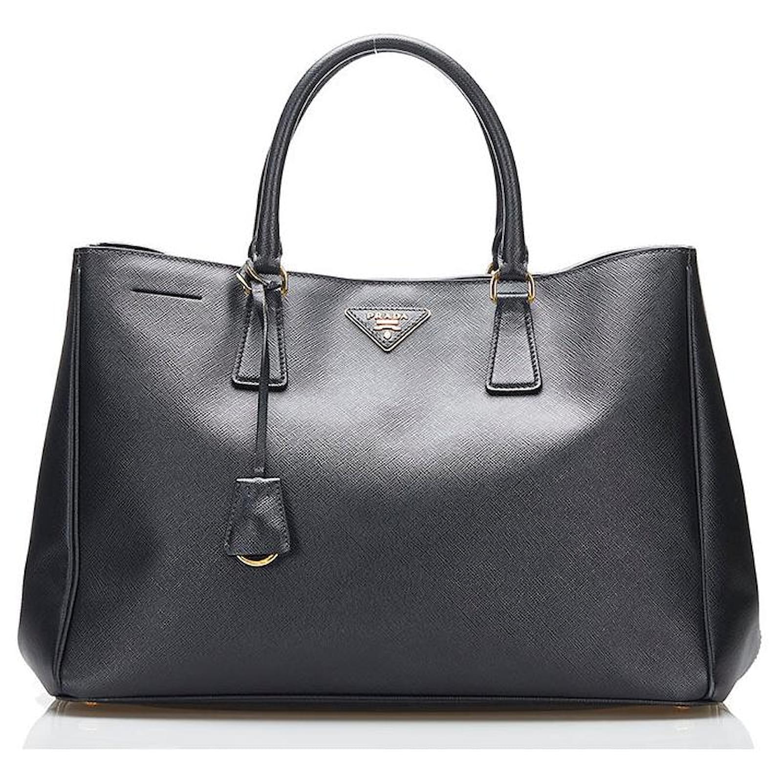 Prada Saffiano Galleria Handbag Black Leather Pony-style calfskin