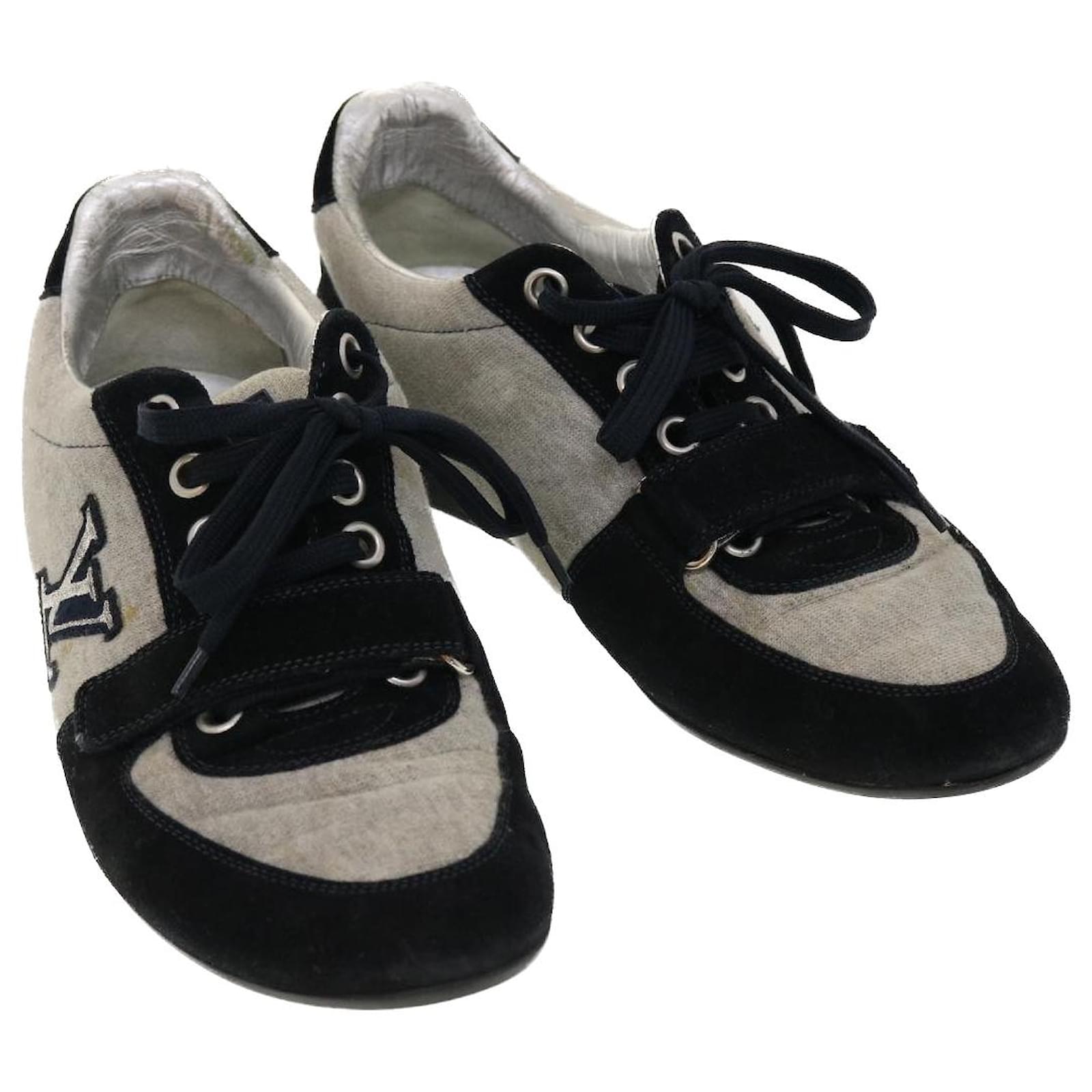 LOUIS VUITTON Sneakers Cotton Gray Black LV Auth 39348 Grey ref