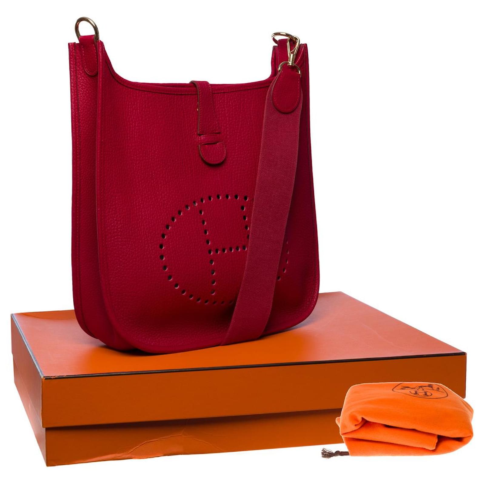 tas shoulder-bag Hermes Mini Evelyne Red Shoulder Bag