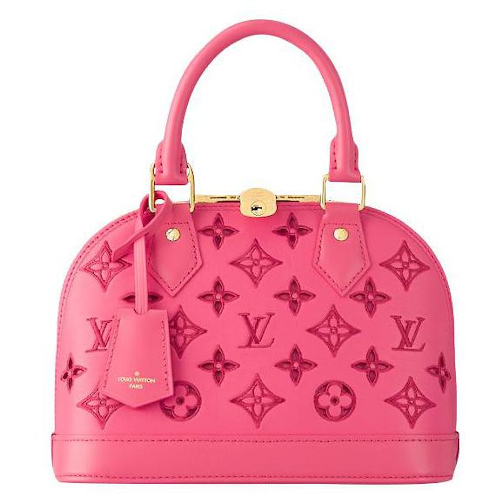 Handbags Louis Vuitton LV Alma Pink Leather Broderie Anglaise Animation