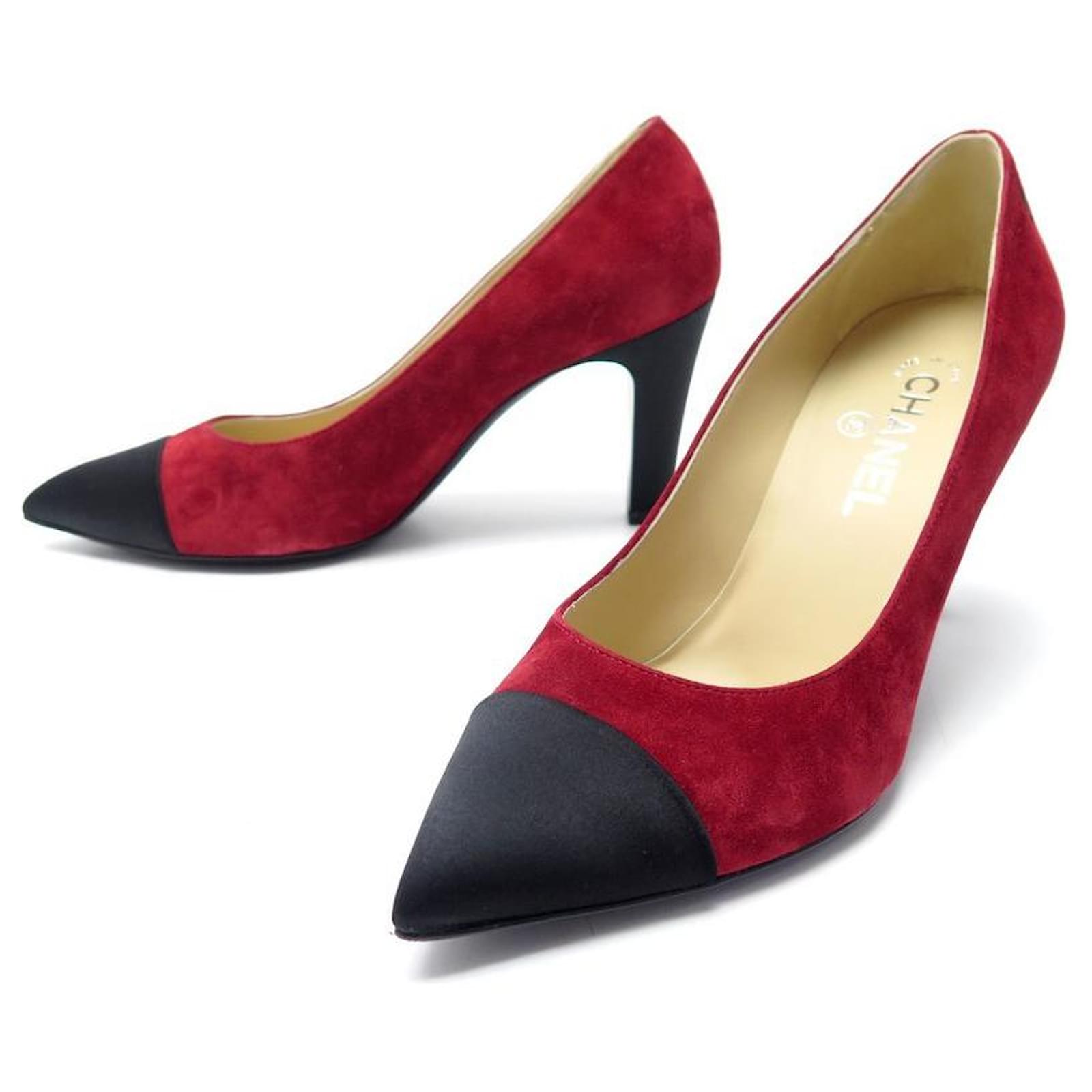 NEW CHANEL SHOES PUMPS GABRIELLE COCO G33085 39.5 SUEDE SHOES Red