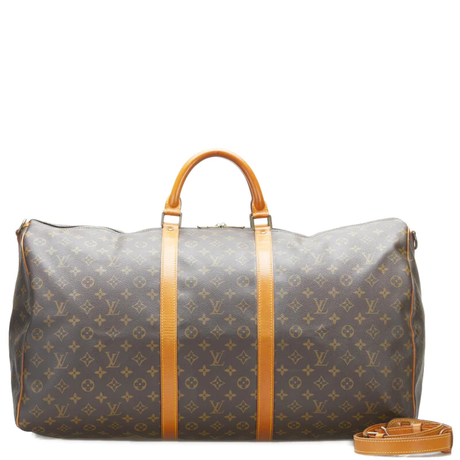 Louis Vuitton Monogram Keepall 60 Bandouliere M41422 Brown Cloth ref.883763  - Joli Closet