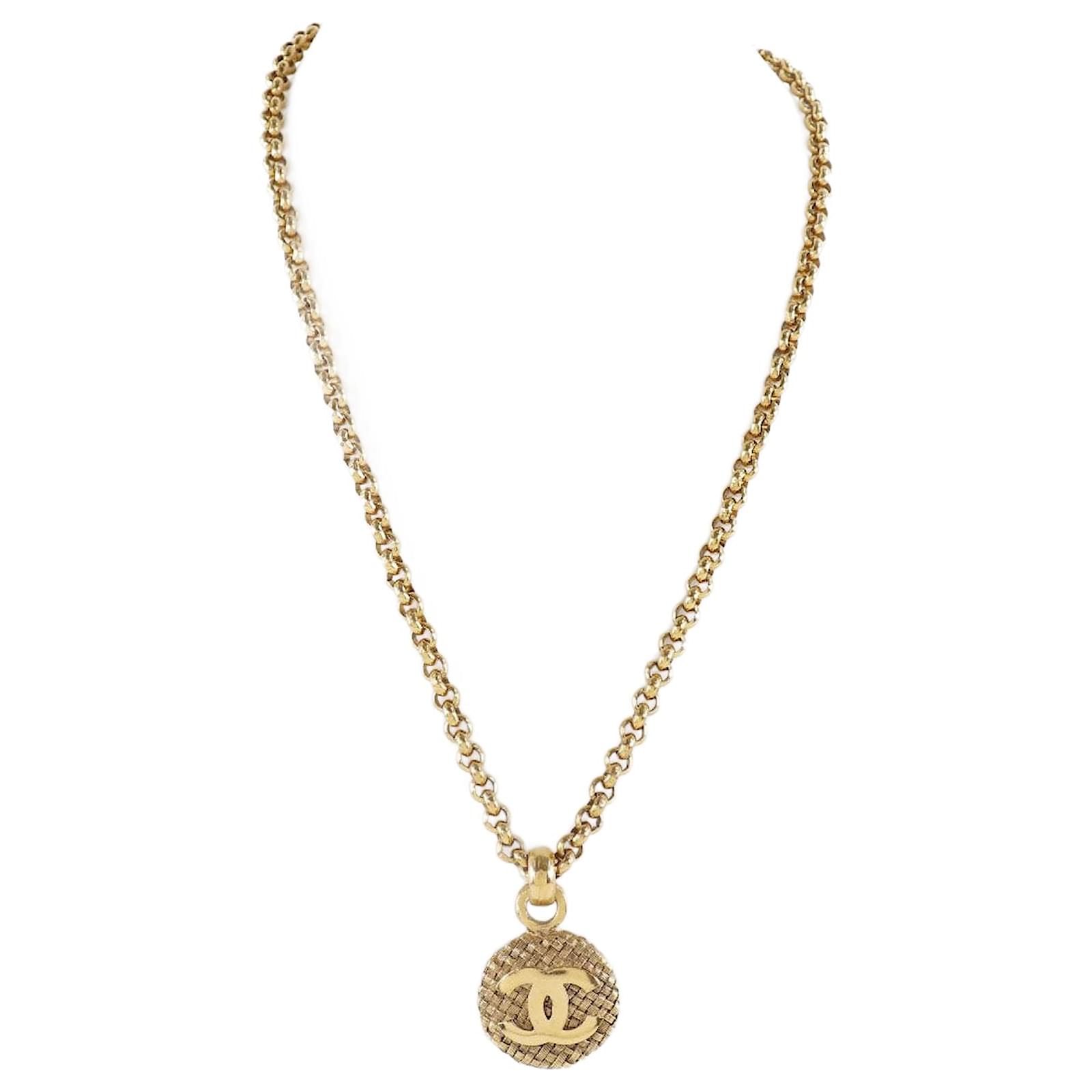 Chanel Timeless Micro Necklace Metal Pale Gold