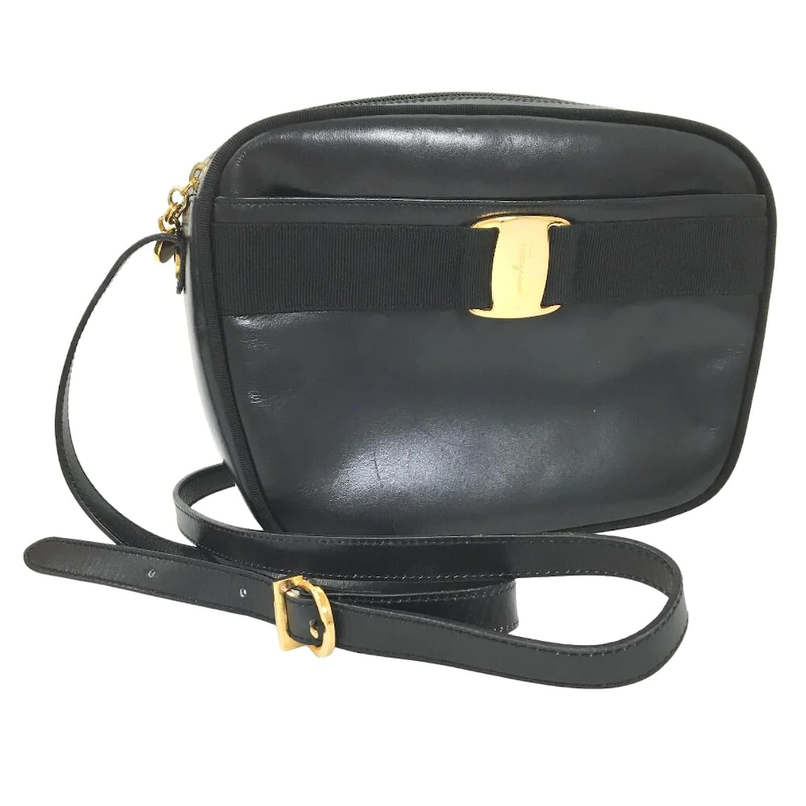 Salvatore Ferragamo Leather Crossbody Bag - Black Crossbody Bags