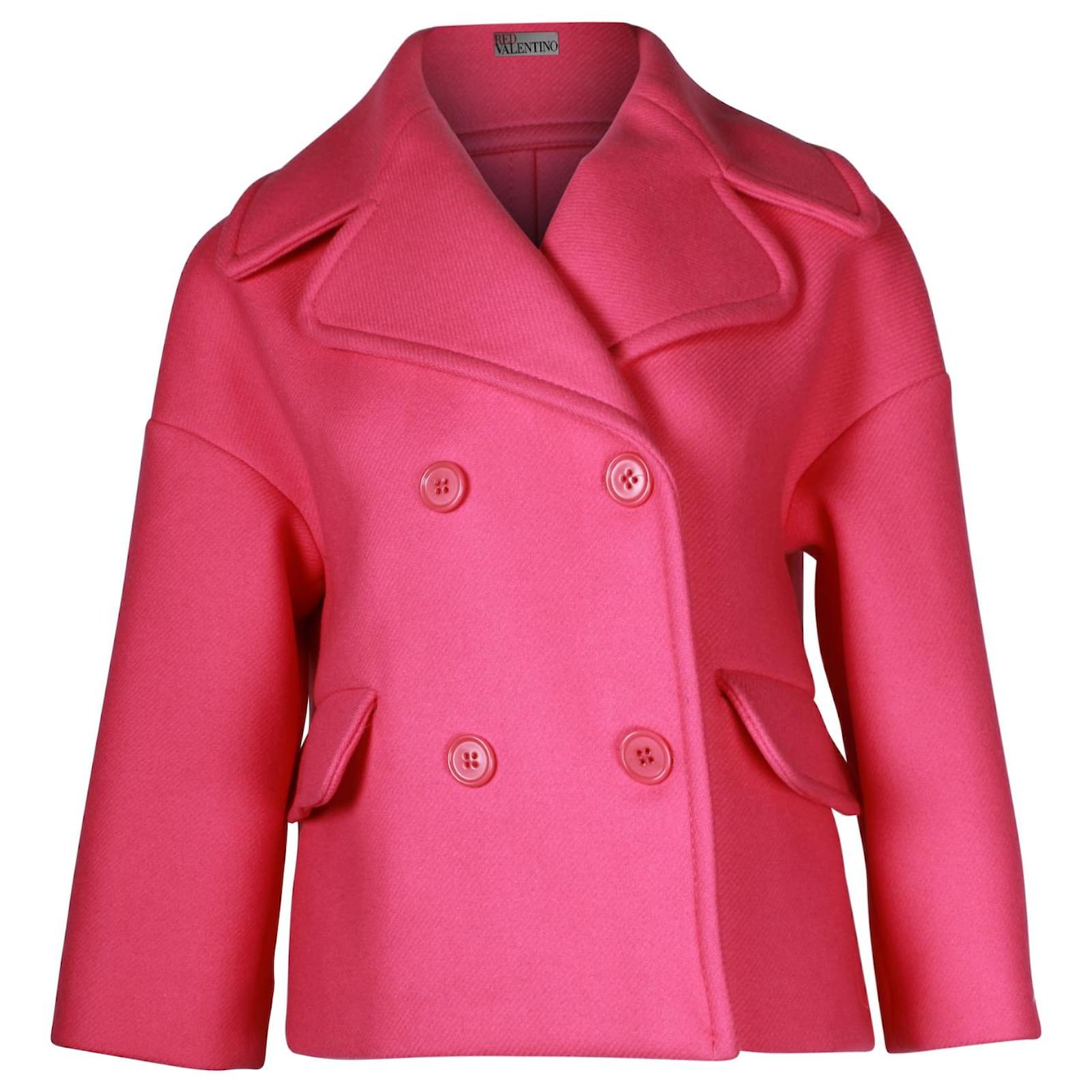 Red Valentino Drop Shoulder Double-Breasted Jacket in Pink Wool