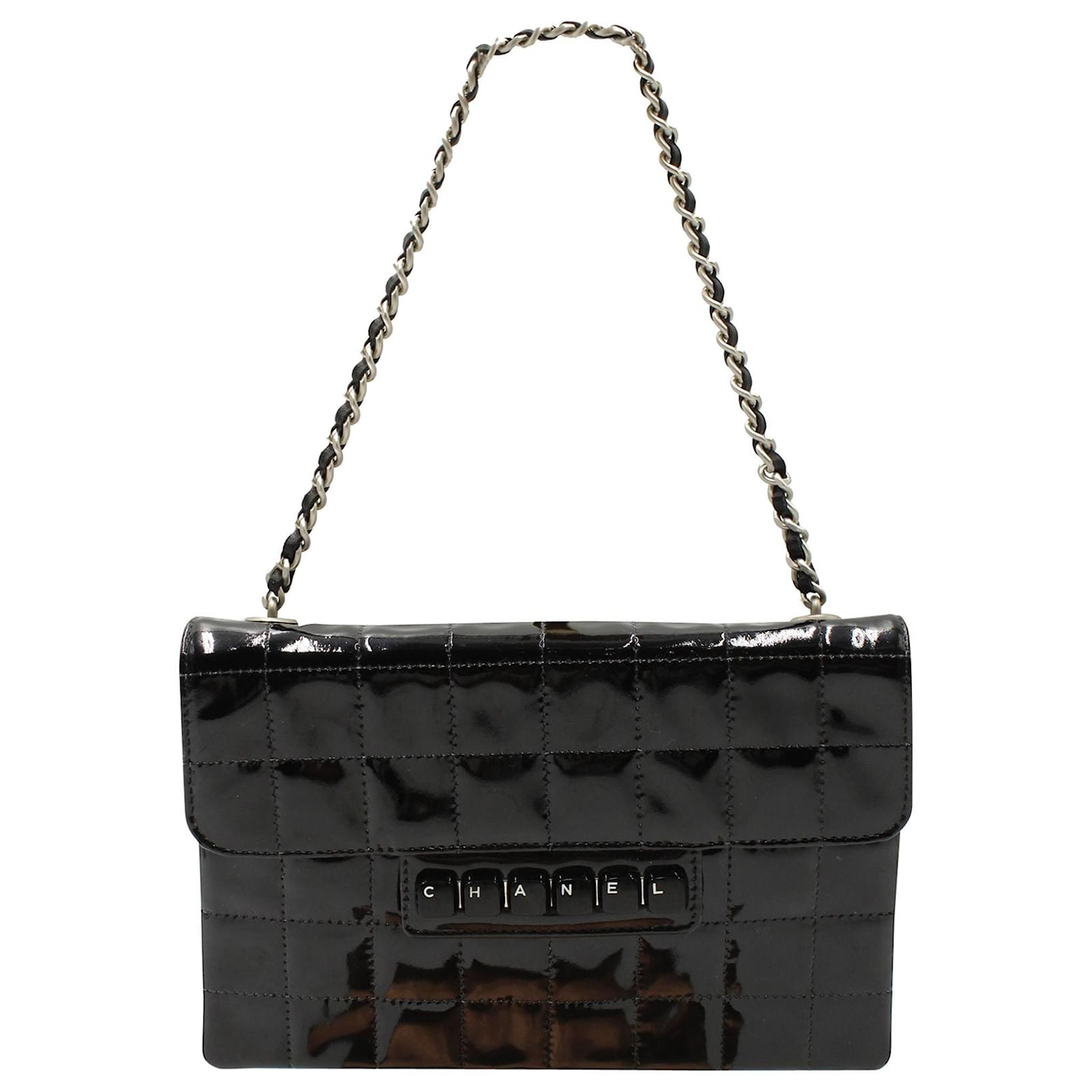 Chanel Typewriter Clutch Bag in Black Patent Leather ref.887435