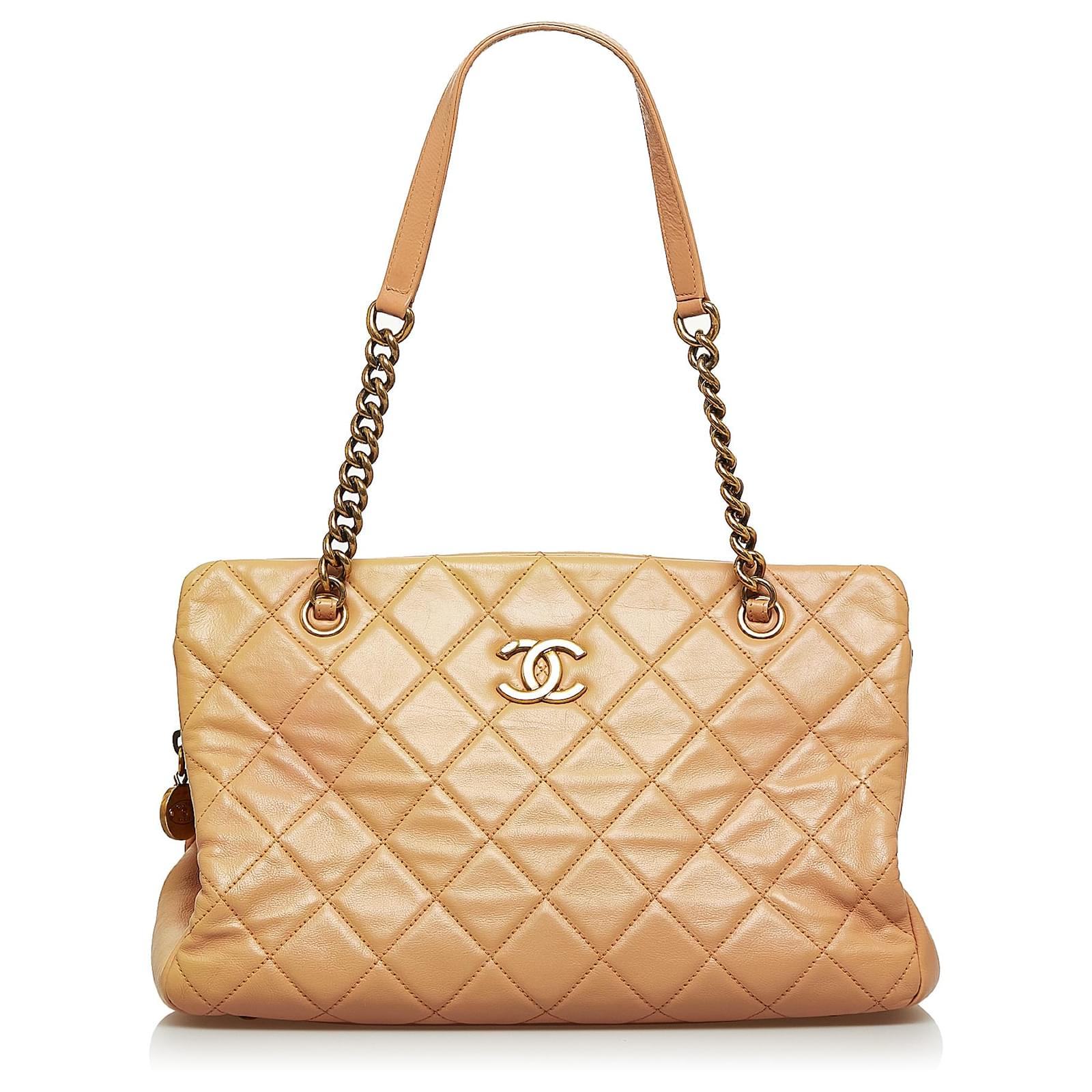 Chanel Brown CC Crown Shoulder Bag Caramel Leather Pony-style calfskin  ref.887816 - Joli Closet