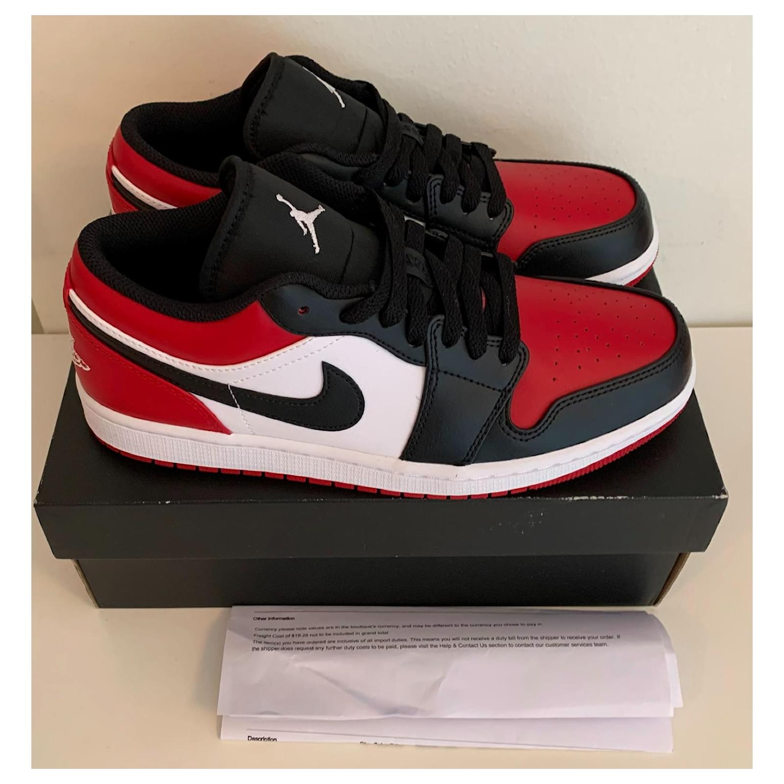 Nike Air Jordan 1 Low 'Bred Toe' Black White Leather ref.888224