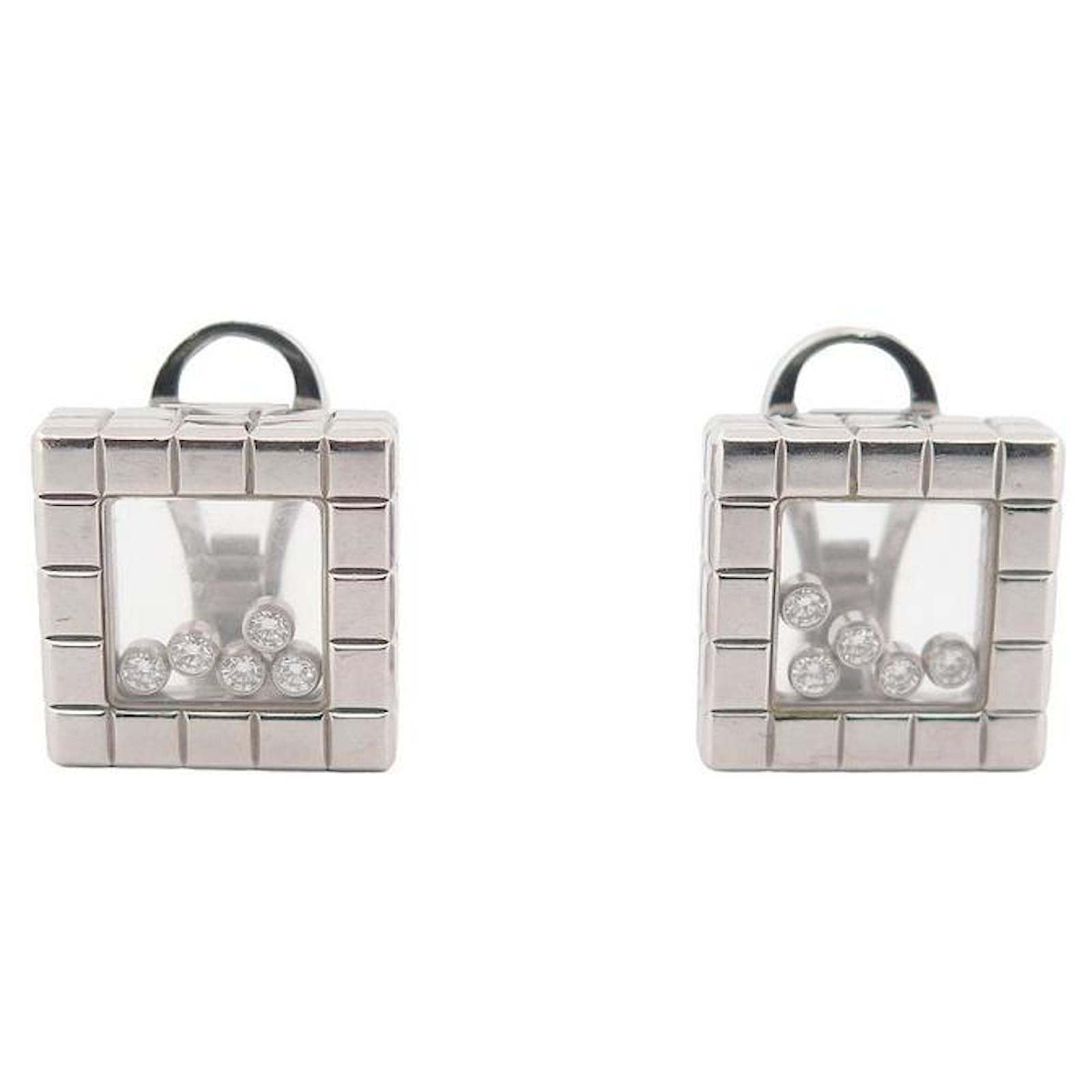 EARRINGS CHOPARD ICE CUBE DIAMONDS WHITE GOLD 18K AND DIAMONDS