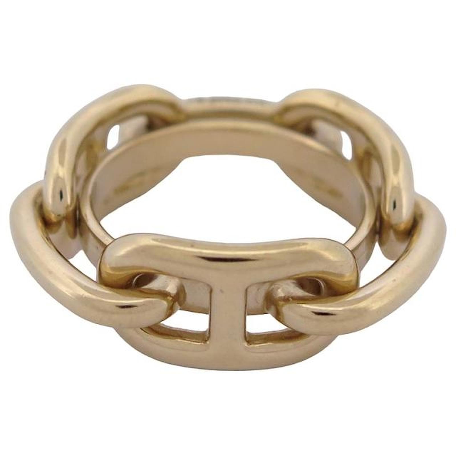 Hermès NEW HERMES REGATE SCARF RING CHAINE D'ANCRE DORE GOLD SCARF RING  Golden Metal ref.888357 - Joli Closet