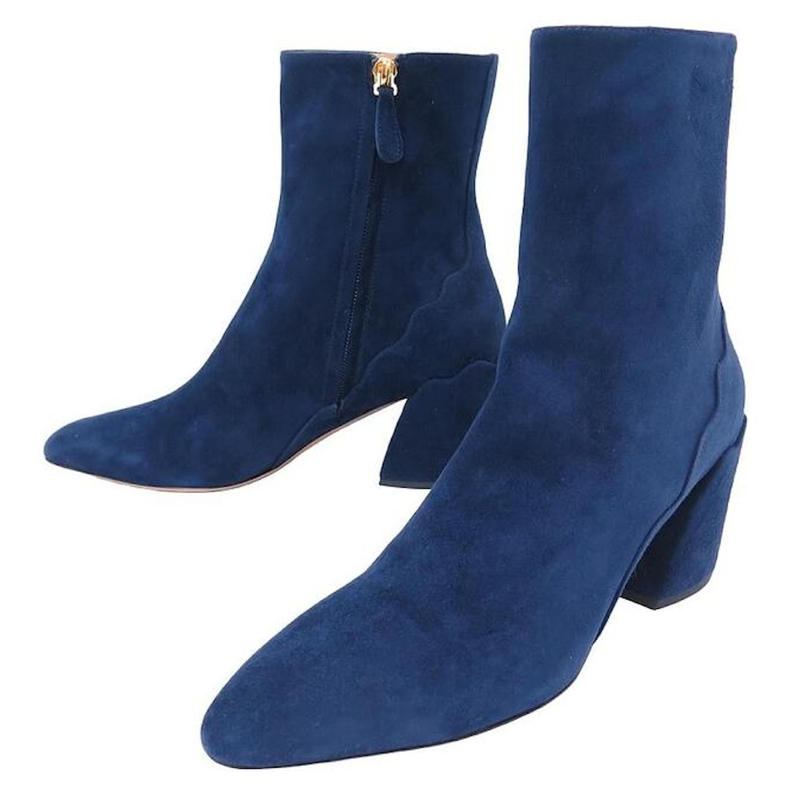 Stiefel Wildleder Schuhe Blau Schuhe Damenstiefel Blau Wildleder