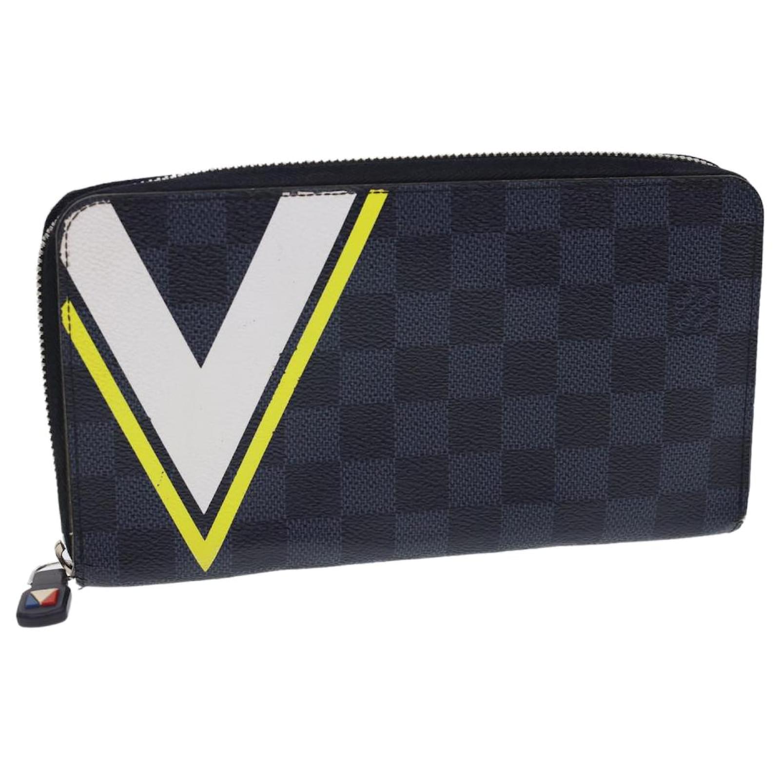 Louis Vuitton Damier Cobalt Zippy Organizer Wallet Gray N64013 Free Shipping