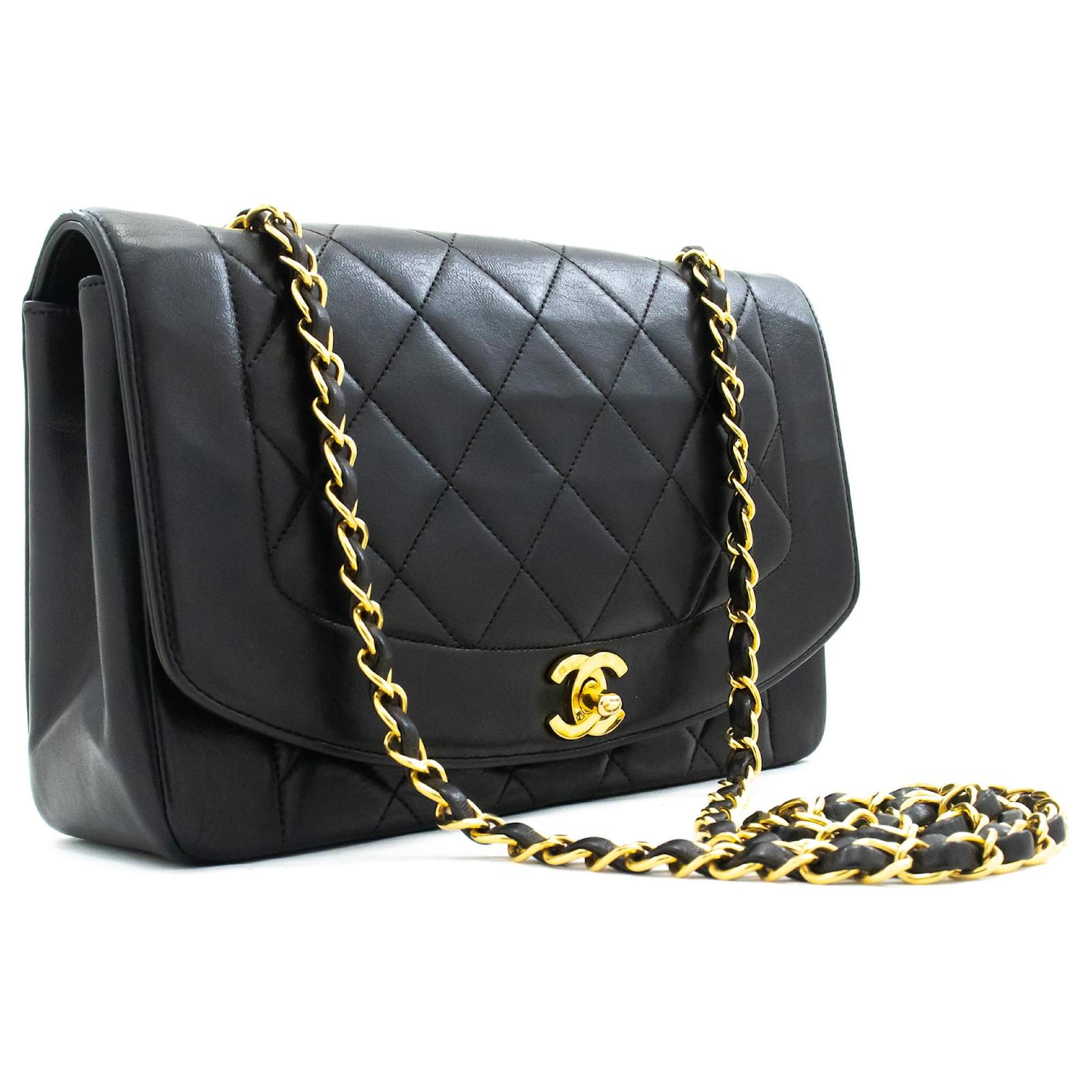 Chanel Vintage Navy Quilted Lambskin Diana Flap Gold Hardware