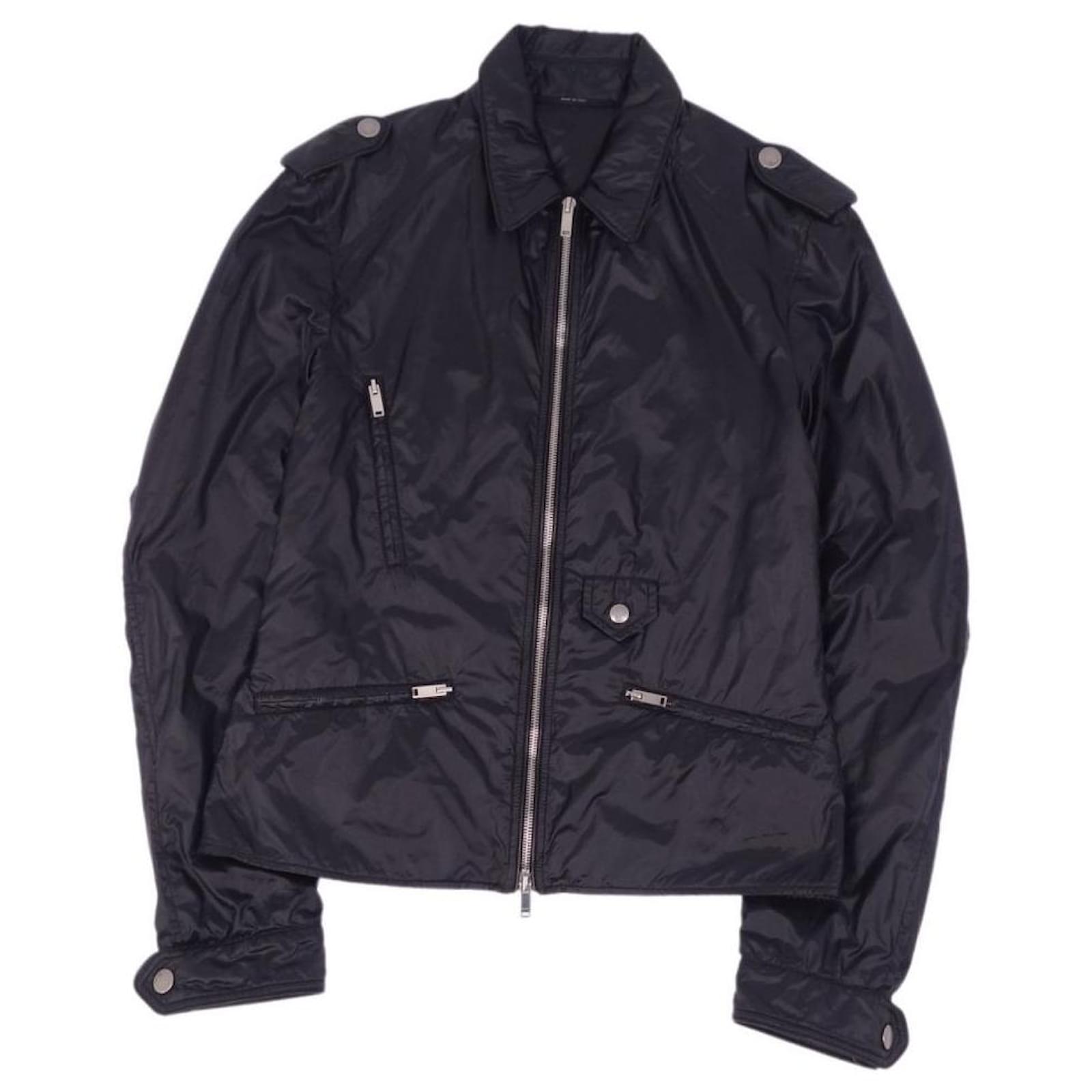 GUCCI Outerwear Men, Black leather bomber jacket Black