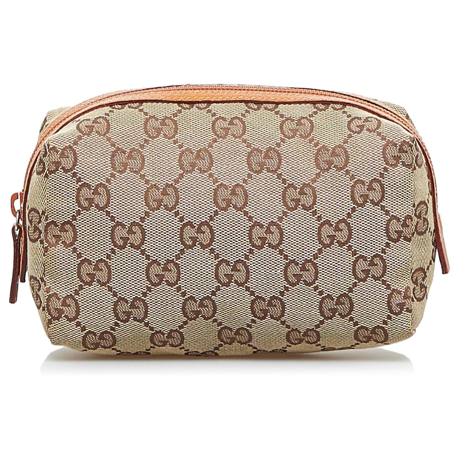 Gucci Cosmetic Pouch Bag Brown Canvas