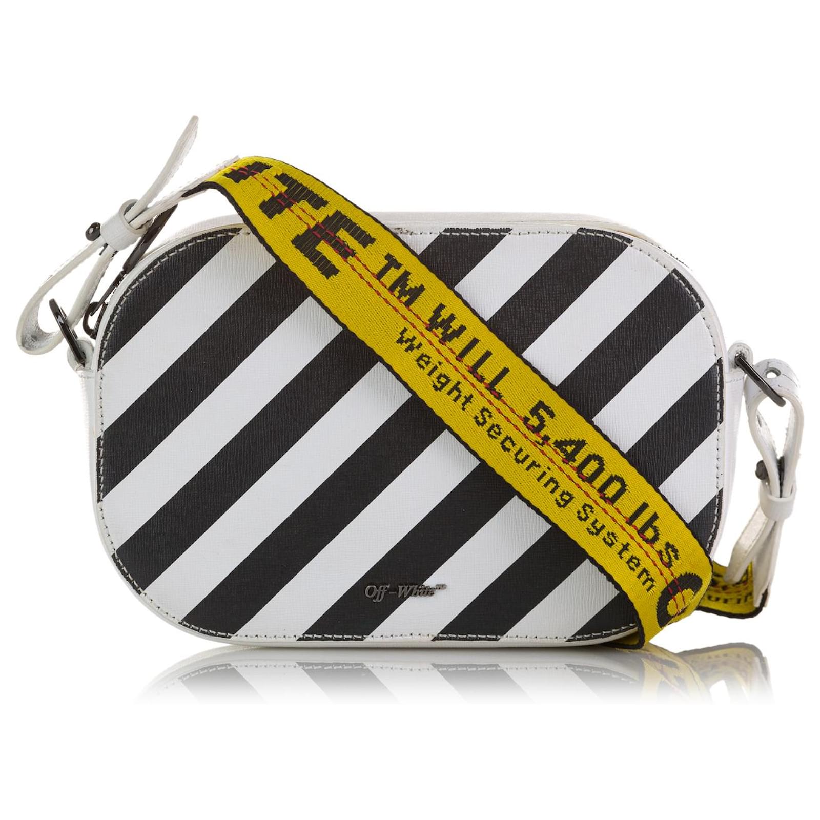 Off White White Saffiano Diagonal Striped Camera Bag Multiple 