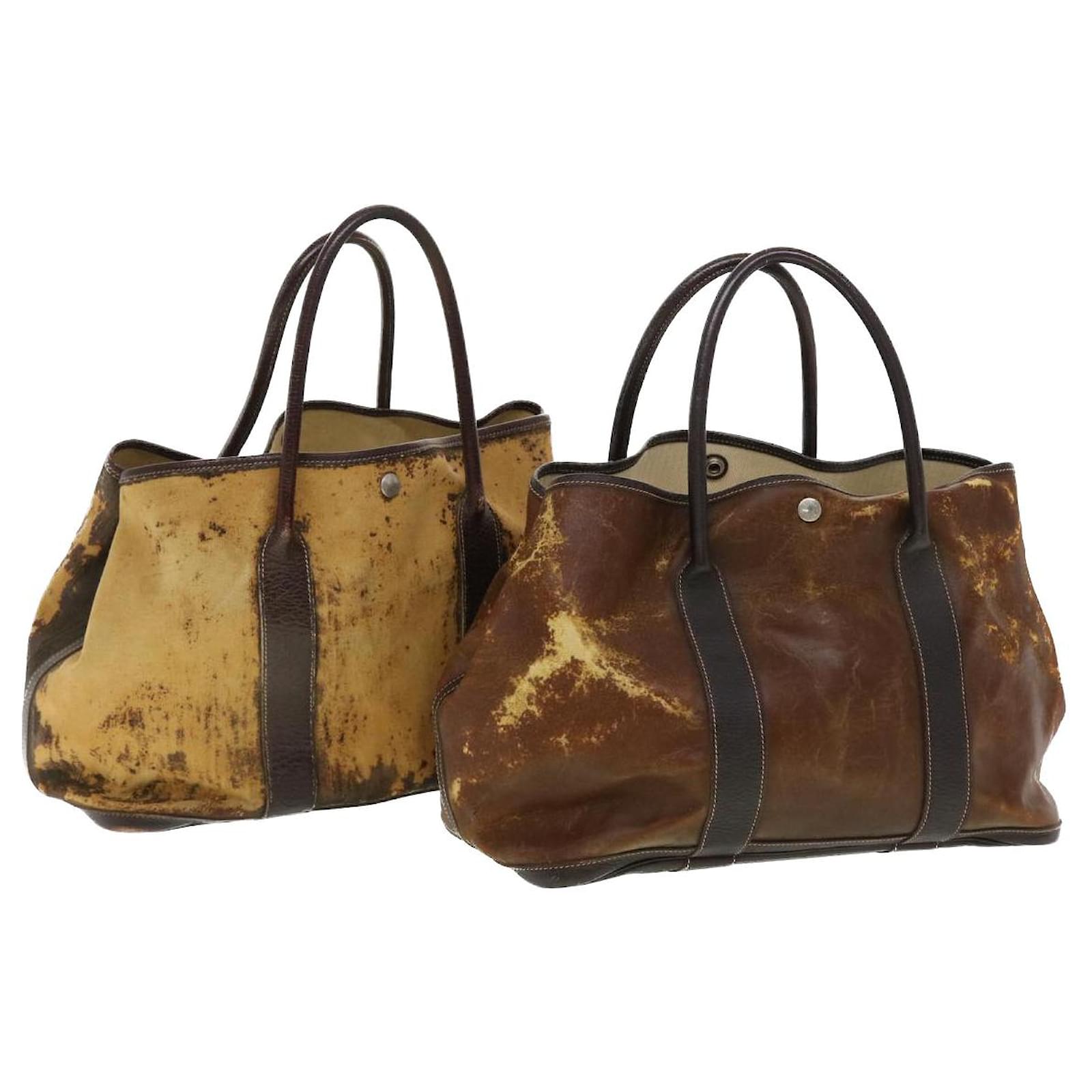 Hermès HERMES Garden Party PM Tote Bag Leather 2Set Brown Auth bs4817  ref.890048 - Joli Closet
