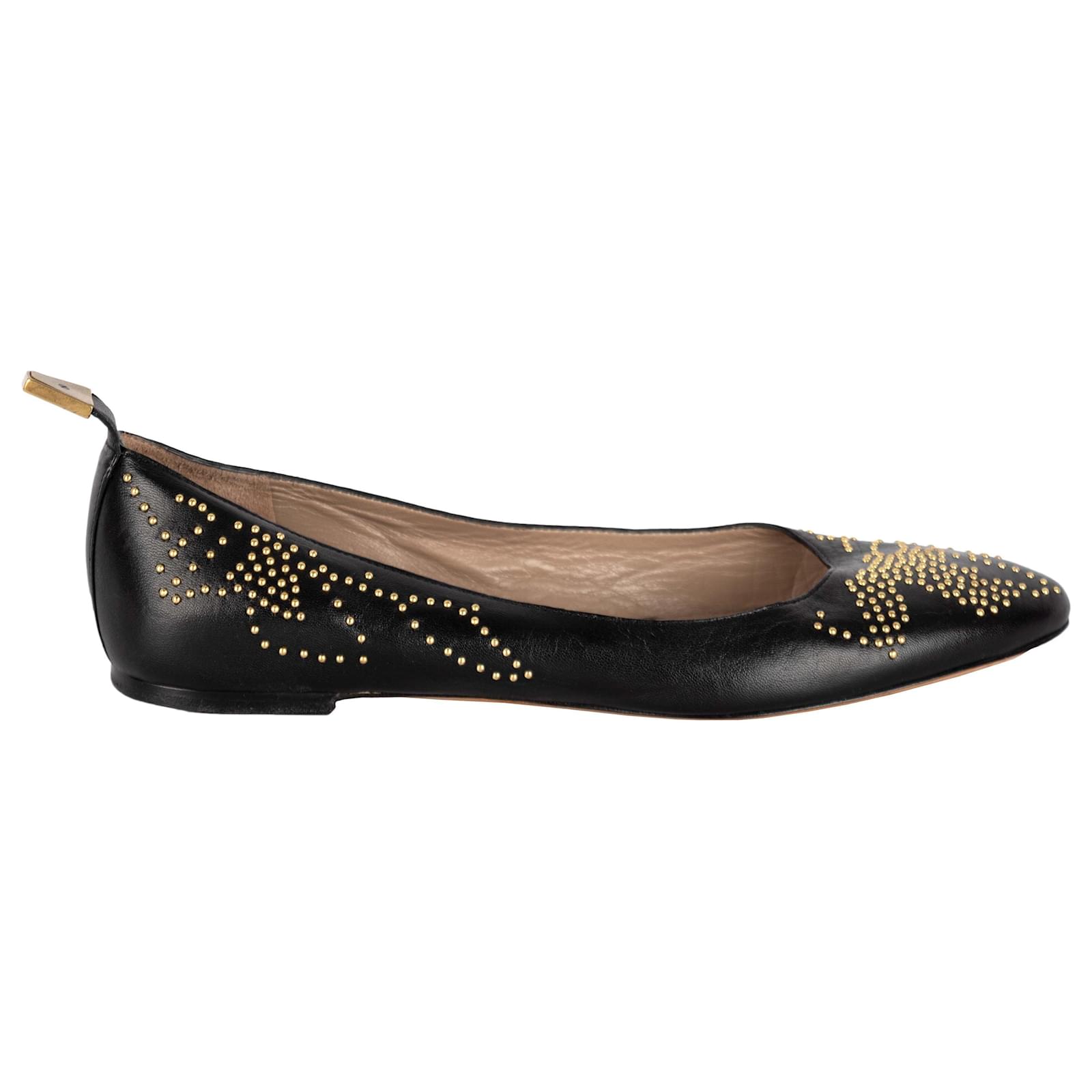 Chloé Susanna Studded Ballet Flats Black Leather ref.889153 - Joli