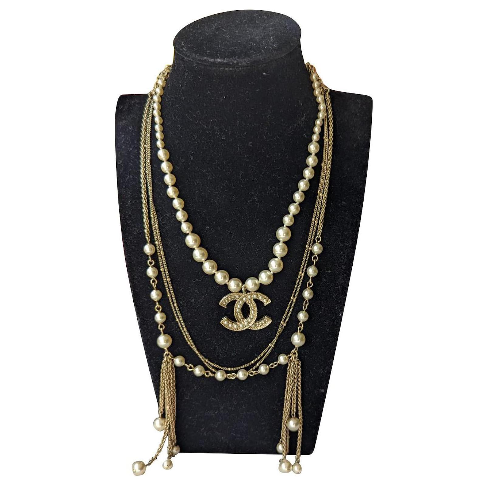 CC B19C Logo conditionment pearl crystal classic chain necklace box