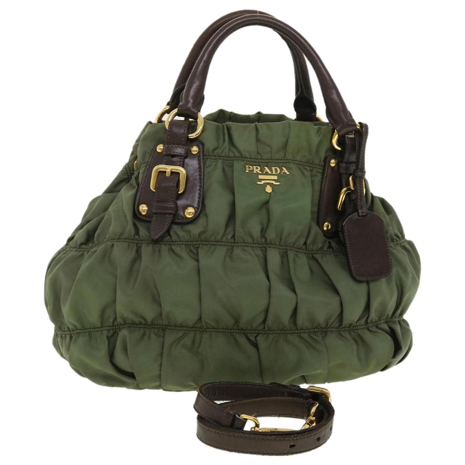 Prada Hand Bag Nylon 2way Khaki Auth 40327 ref.891346 - Joli