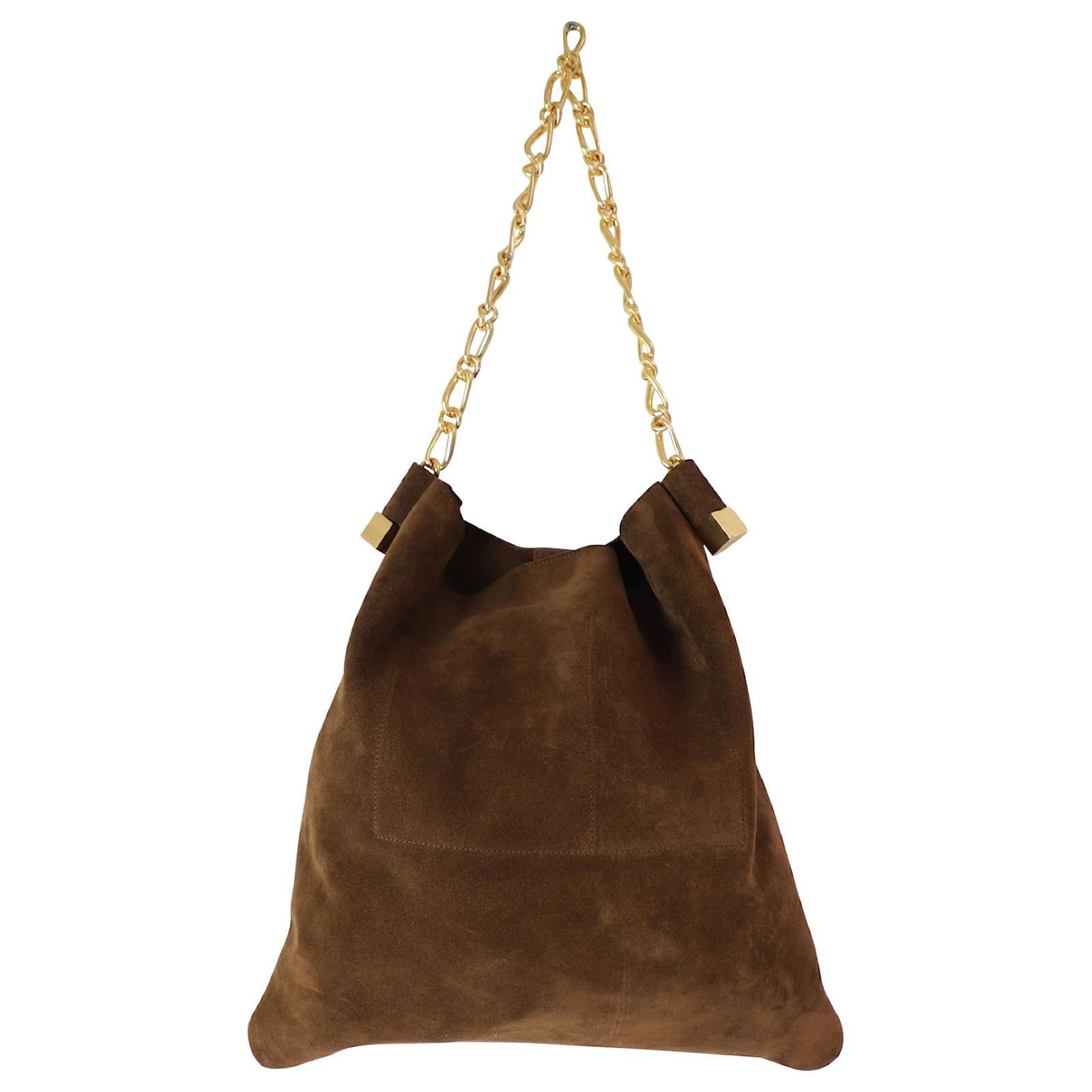 Nanushka The Dice Chain-link Shoulder Bag in Brown Suede ref
