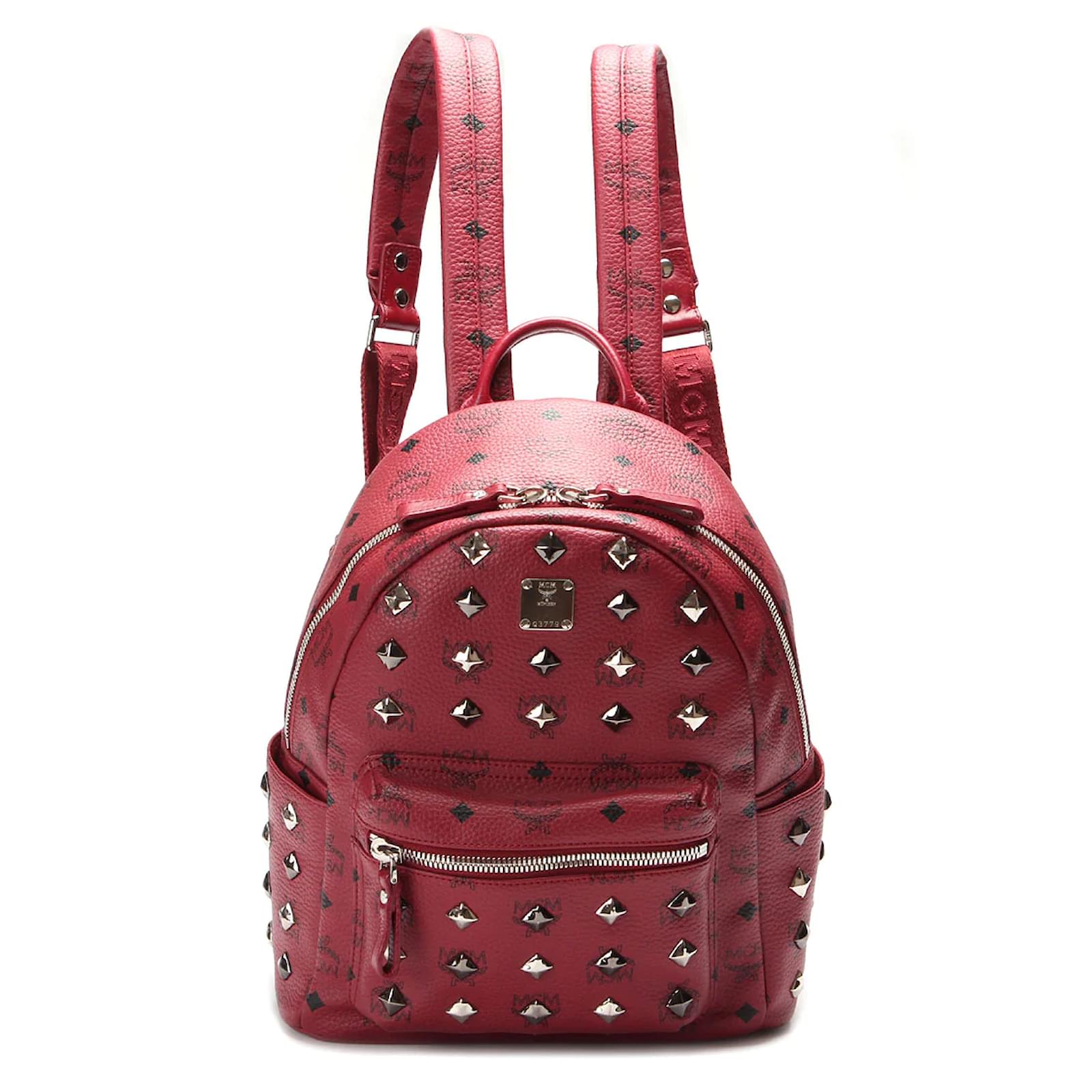MCM Red Visetos Stark Leather Backpack Pony-style calfskin ref