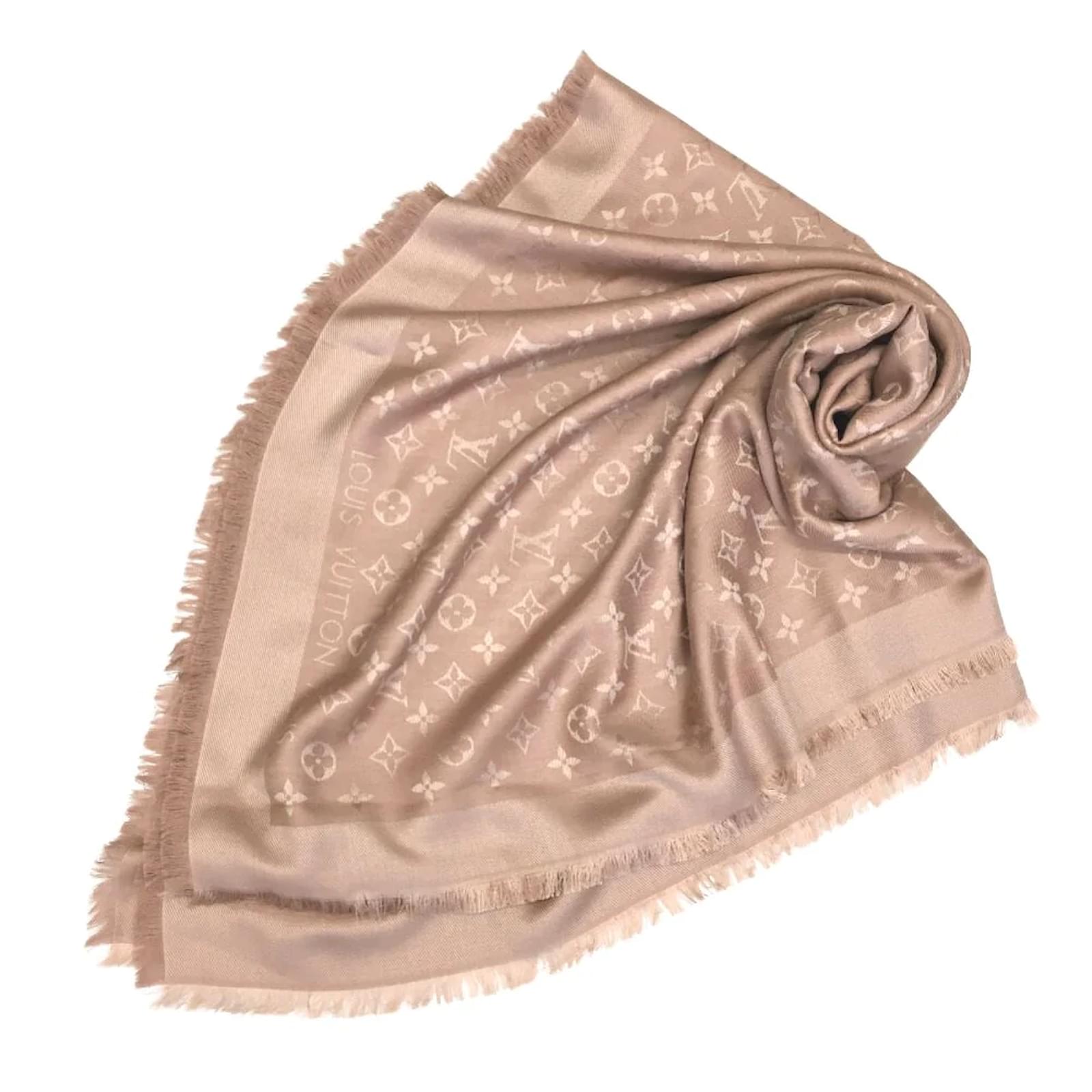 Louis Vuitton Monogram Silk and Wool Scarf M76875 Pink Cotton ref