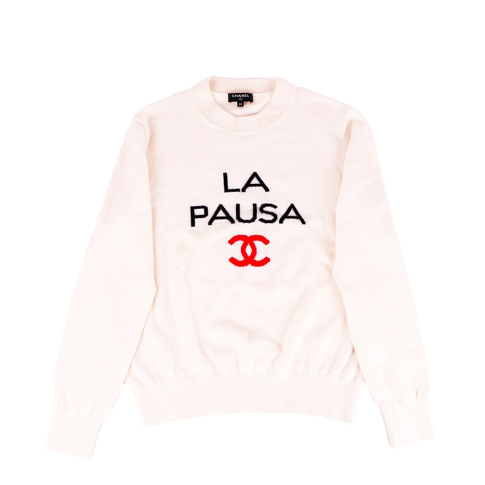 CHANEL - La Pausa Sweater (Size 38) Beige Cotton ref.892445 - Joli 