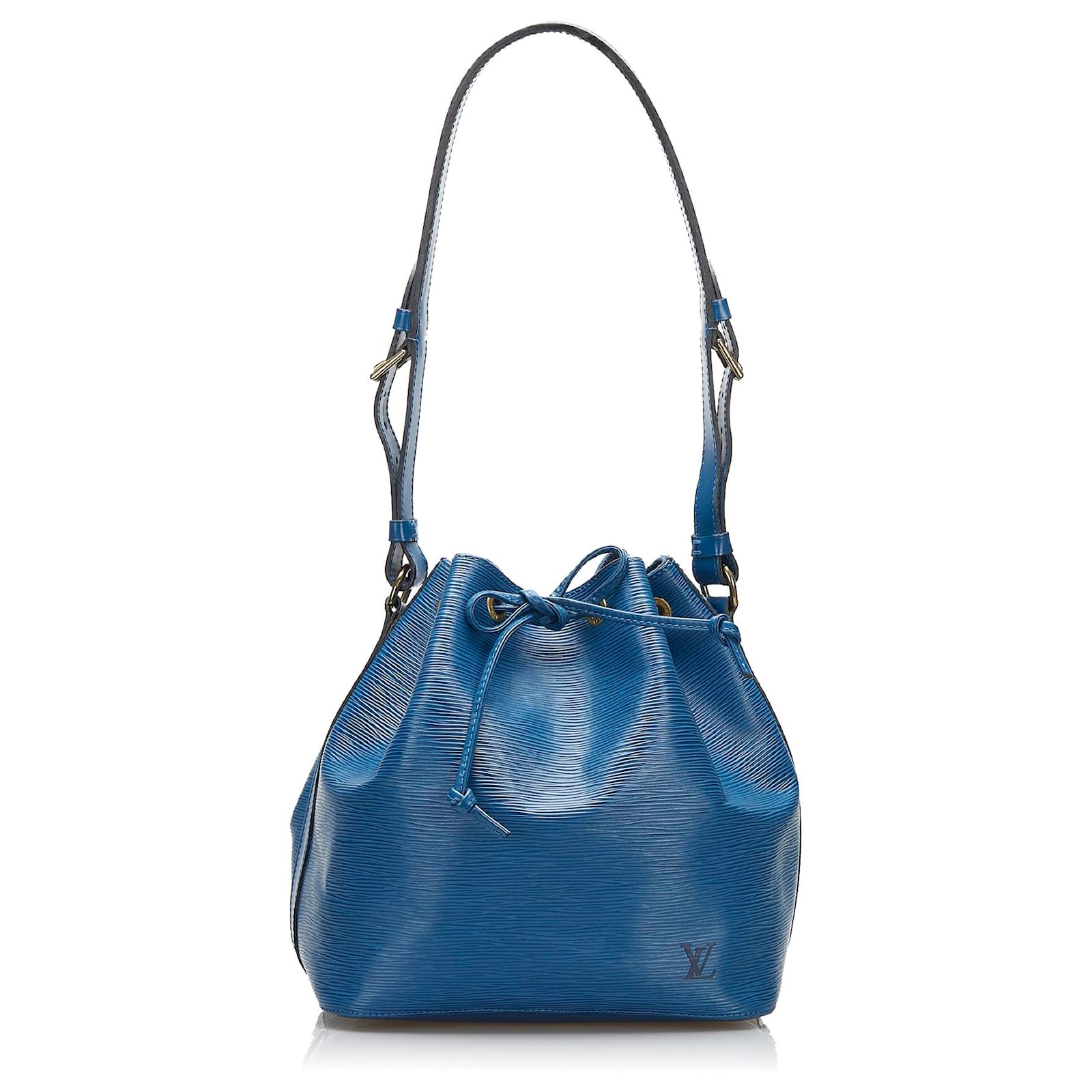 Louis Vuitton Authentic Epi Leather Blue Petit Noe Shoulder Tote Bag Auth LV