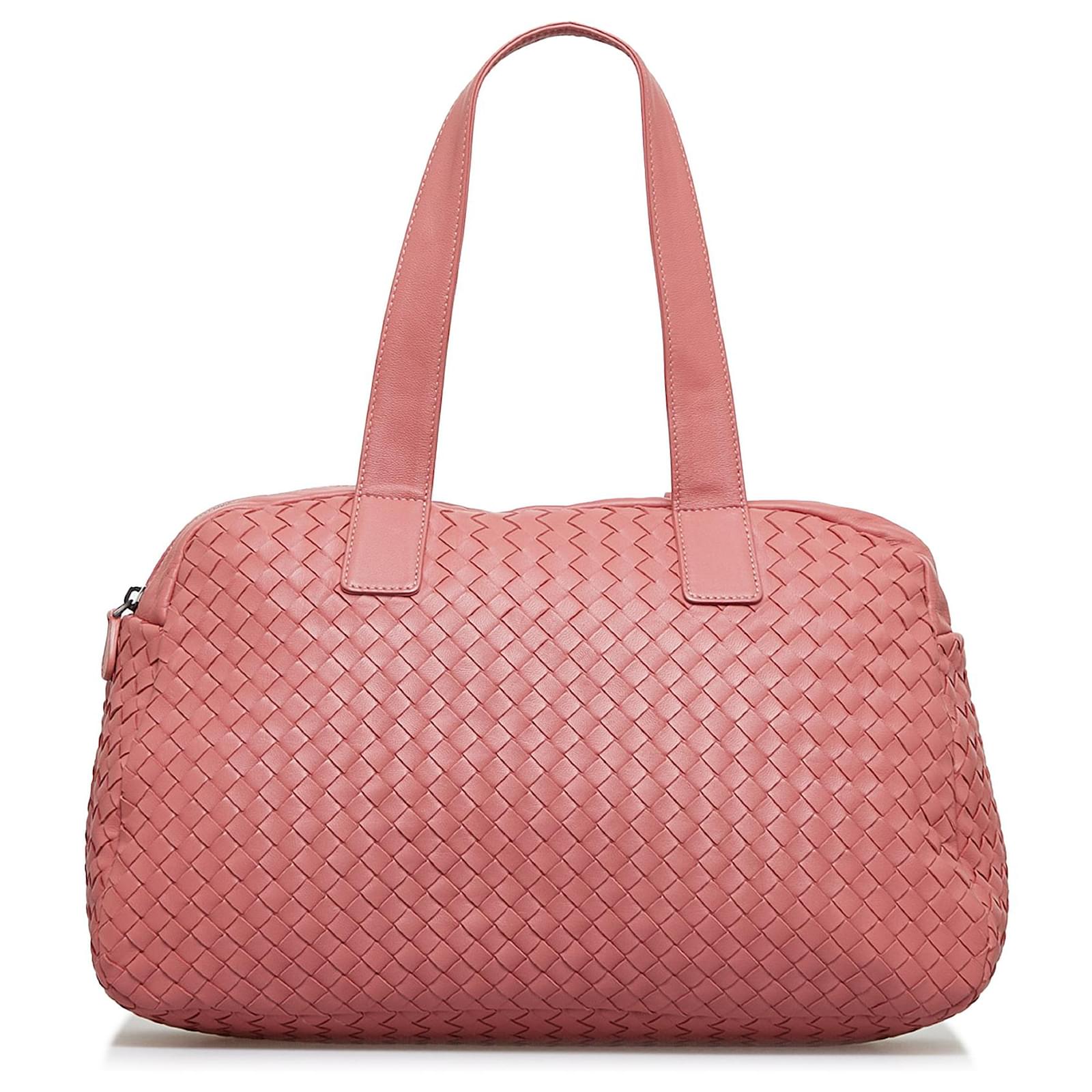 Bottega Veneta Pink Intrecciato Leather Shoulder Bag Pony-style