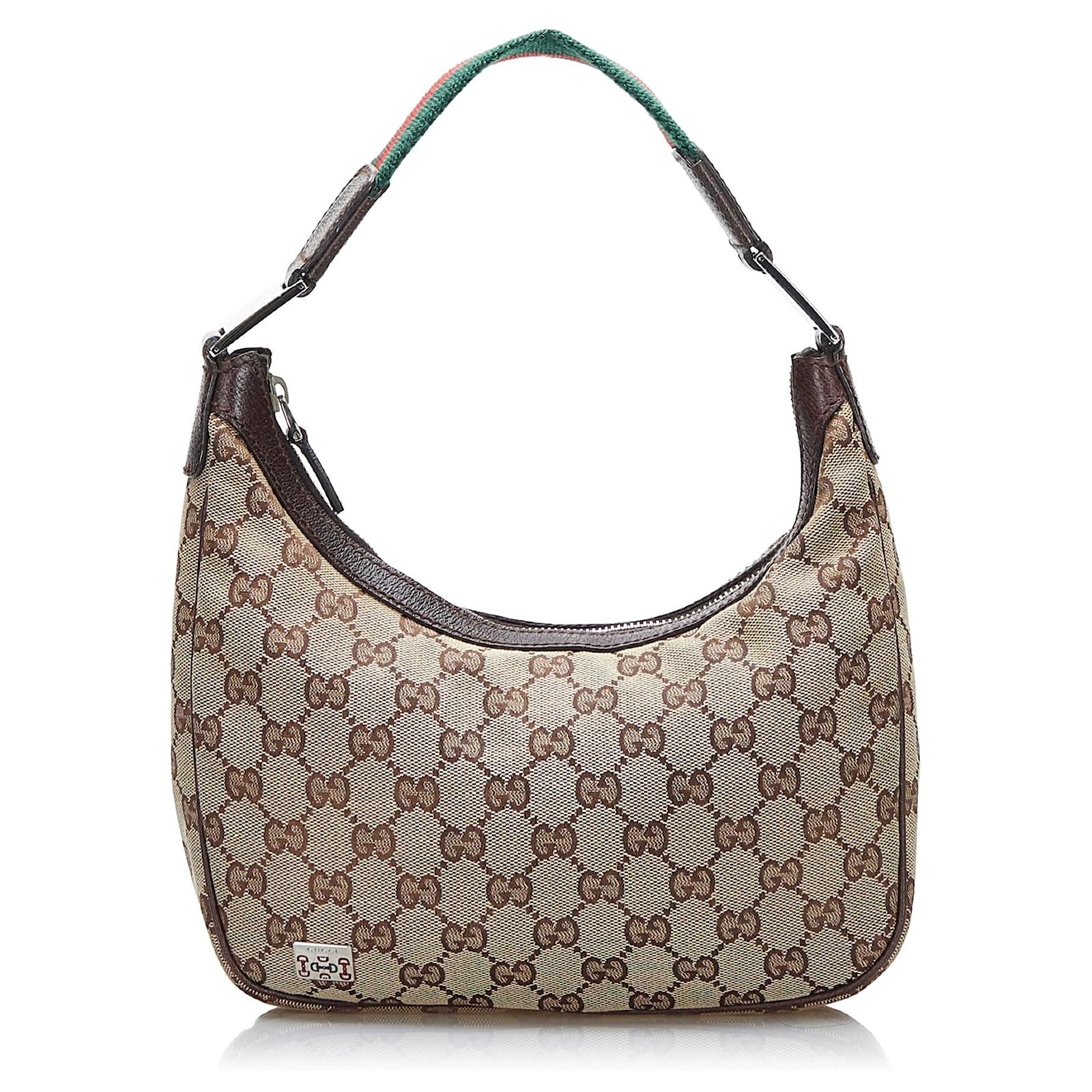 Brown Gucci GG Canvas Web Shoulder Bag