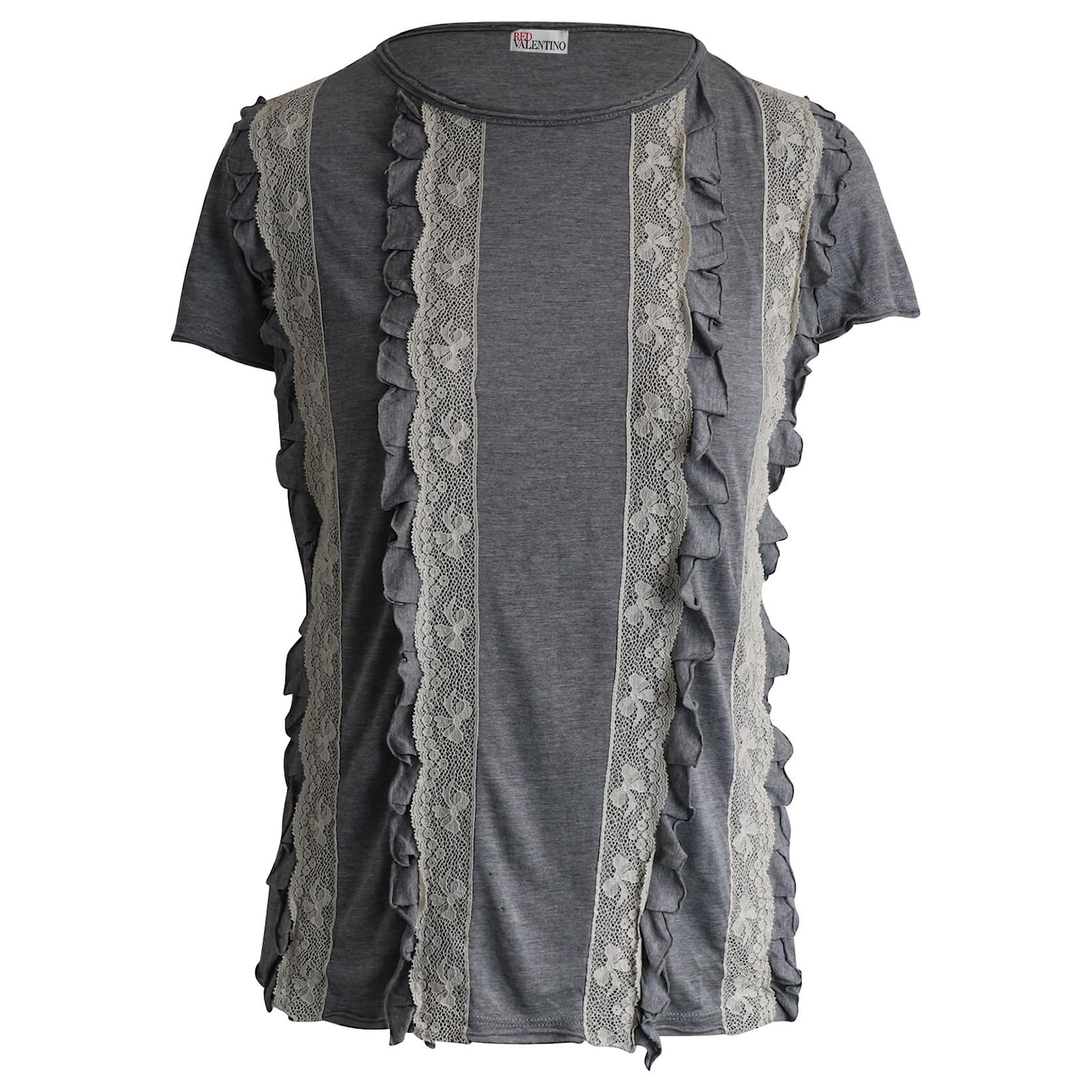 Red Valentino Lace Trimmed T-shirt in ref.893563 Joli Closet