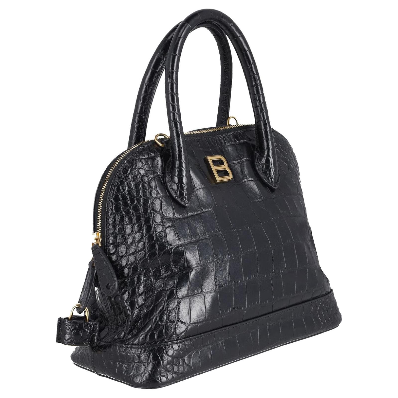 Balenciaga Ville Small Top Handle Bag in Black Crocodile Embossed Leather  ref.893618 - Joli Closet
