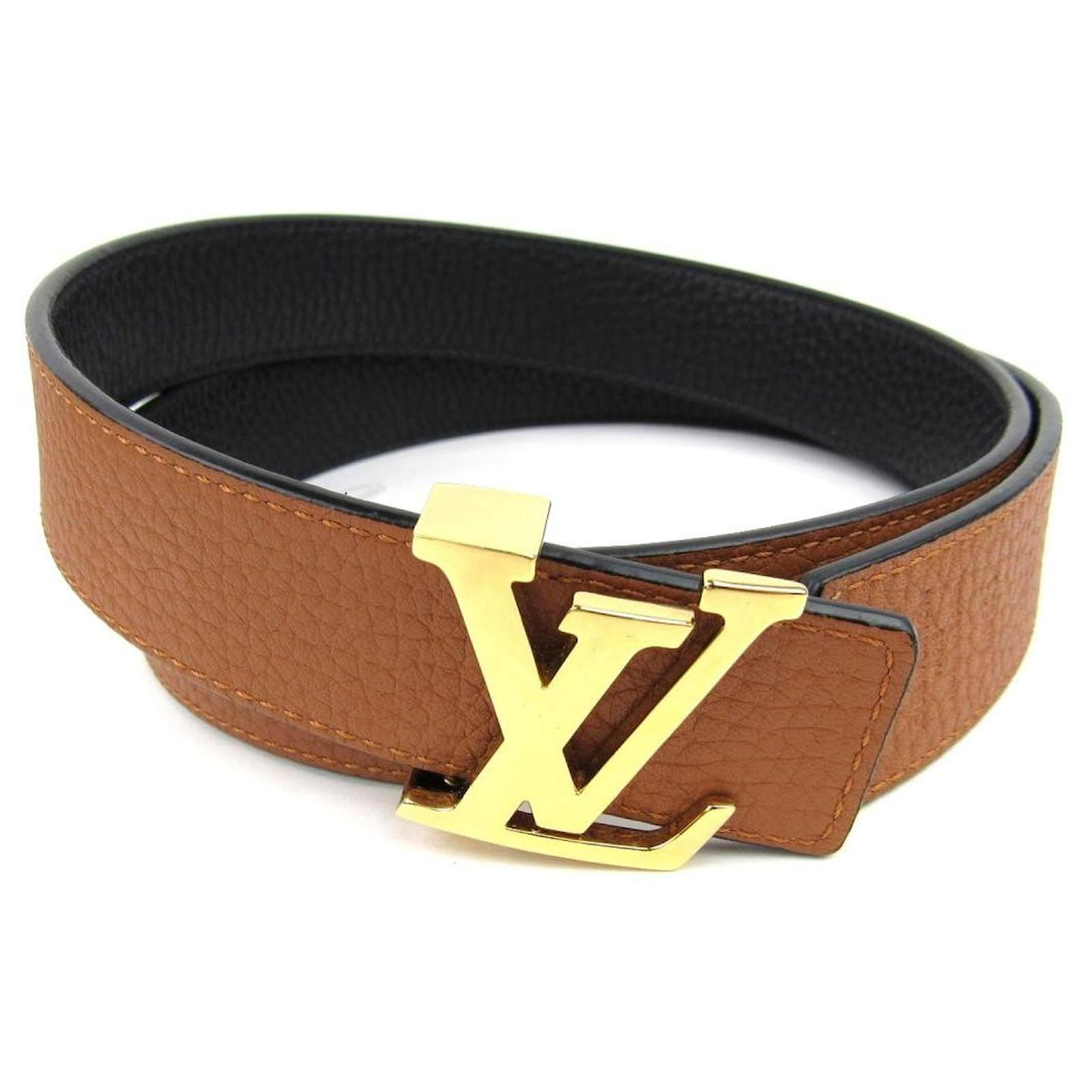 Louis Vuitton Cintura in pelle reversibile nera e dorata Nero ref