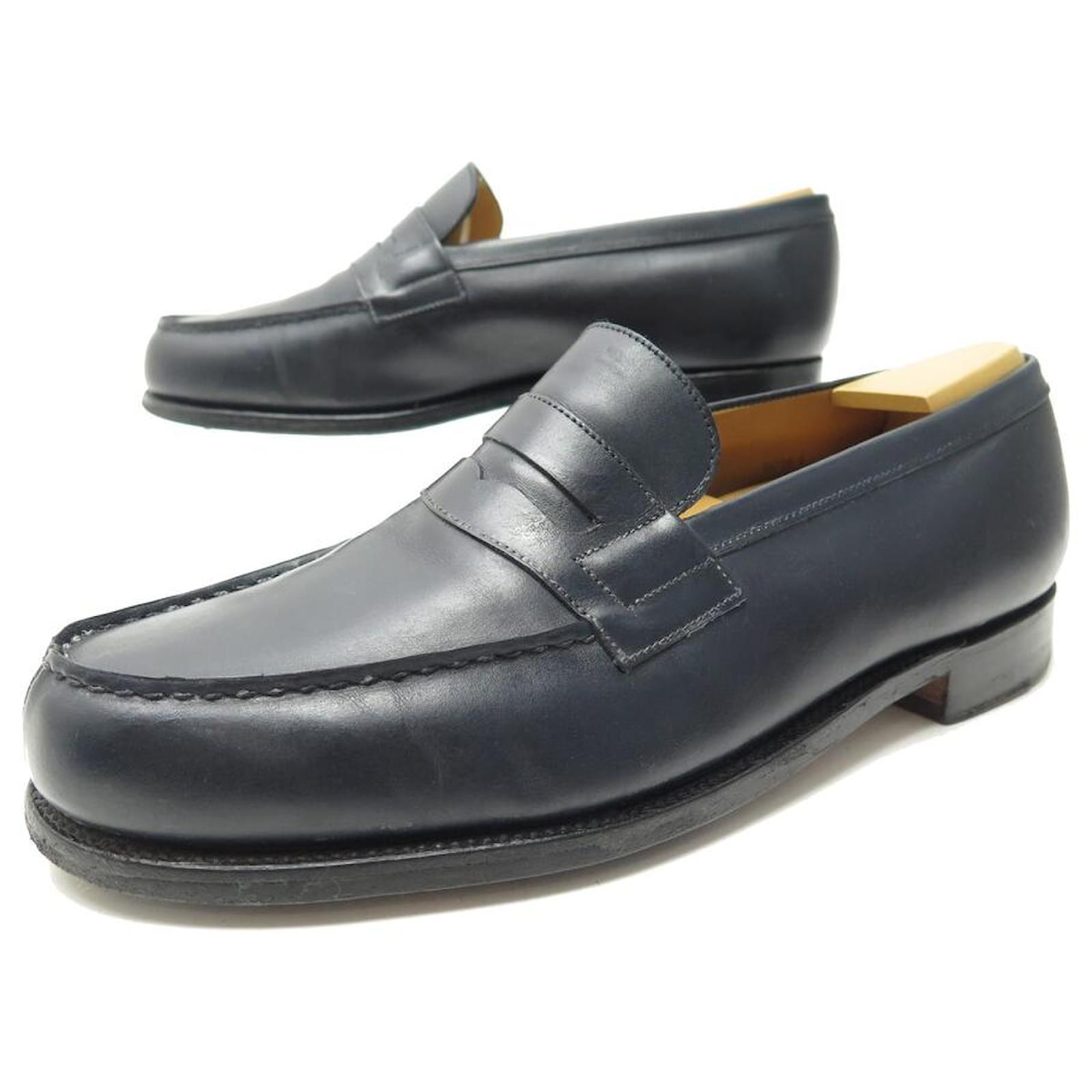 JM WESTON SHOES 180 Church´s Loafers 8E 42 42.5 BLUE LEATHER SHOES