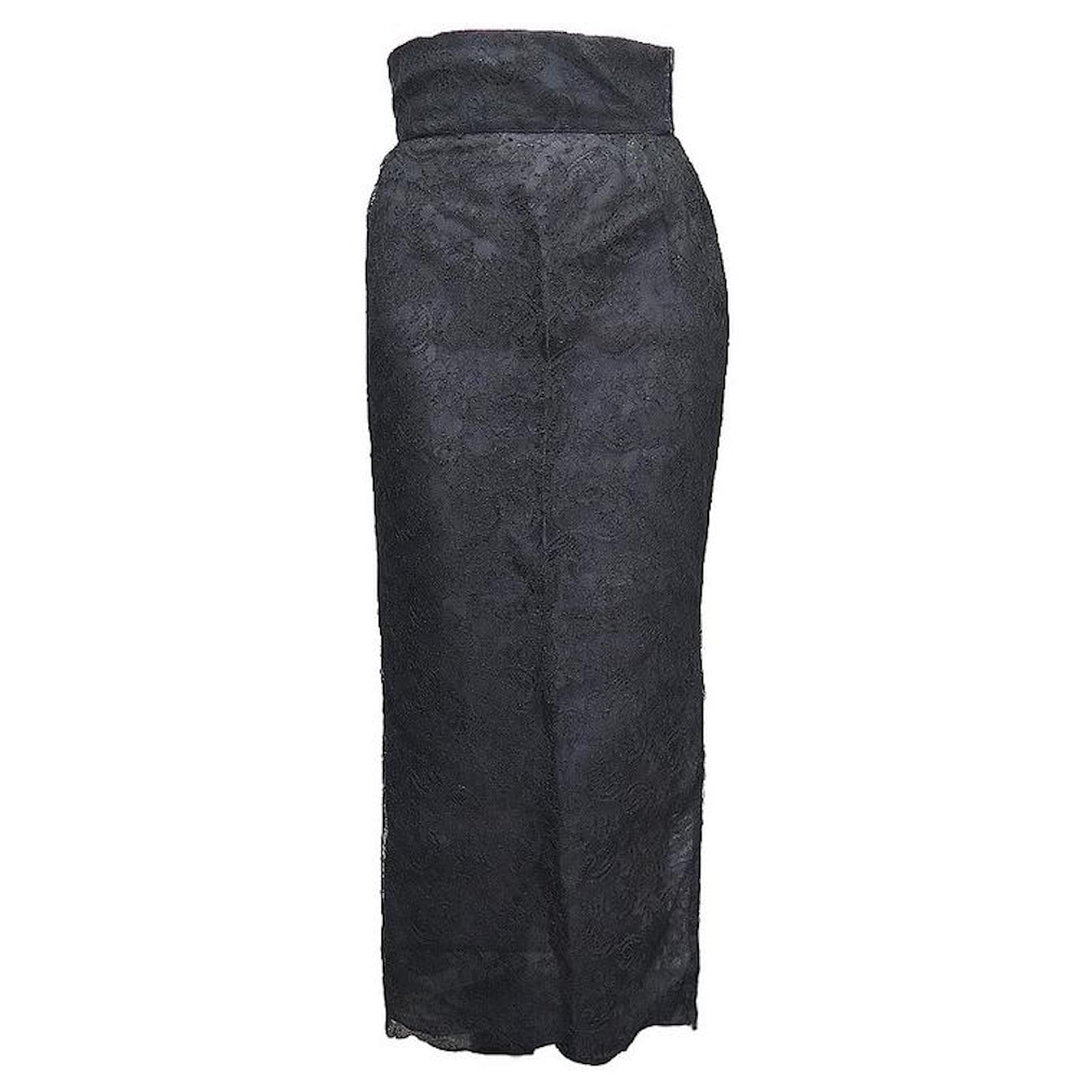 VINTAGE CHANEL LONG SKIRT IN SYNTHETIC LACE 22230 black 34 XS SKIRT  ref.894598 - Joli Closet