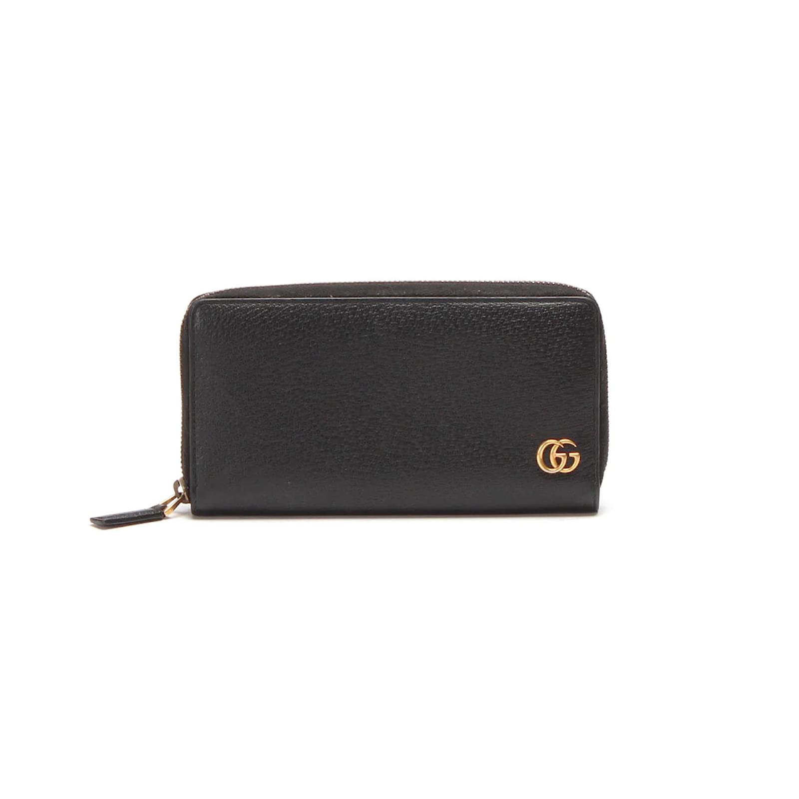 Gucci GG Marmont Leather Zip Around Wallet 428736 Black Ponystyle