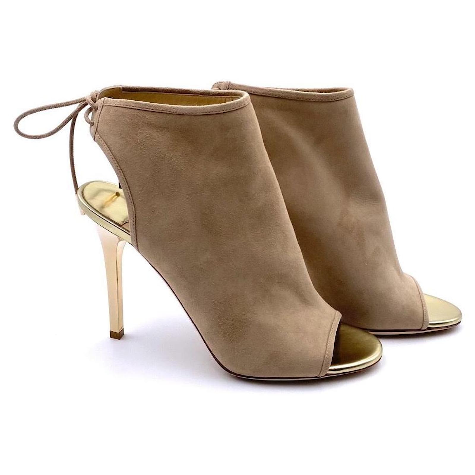 Cream peep cheap toe ankle boots